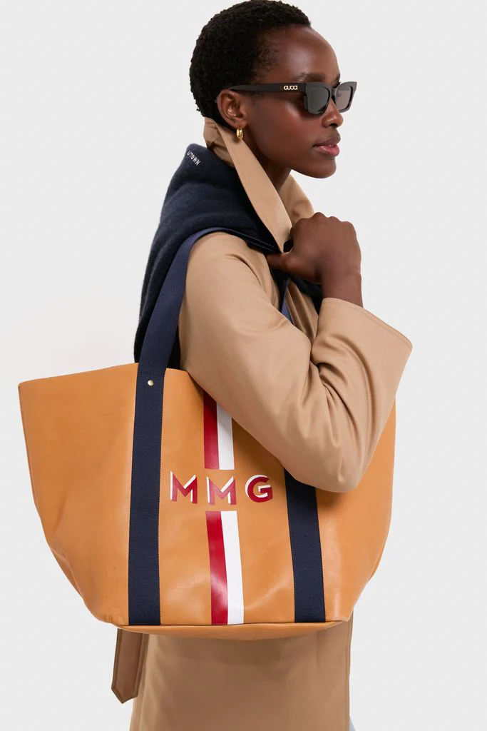 Tan Big Daddy Tote with Red Monogram - Image 2