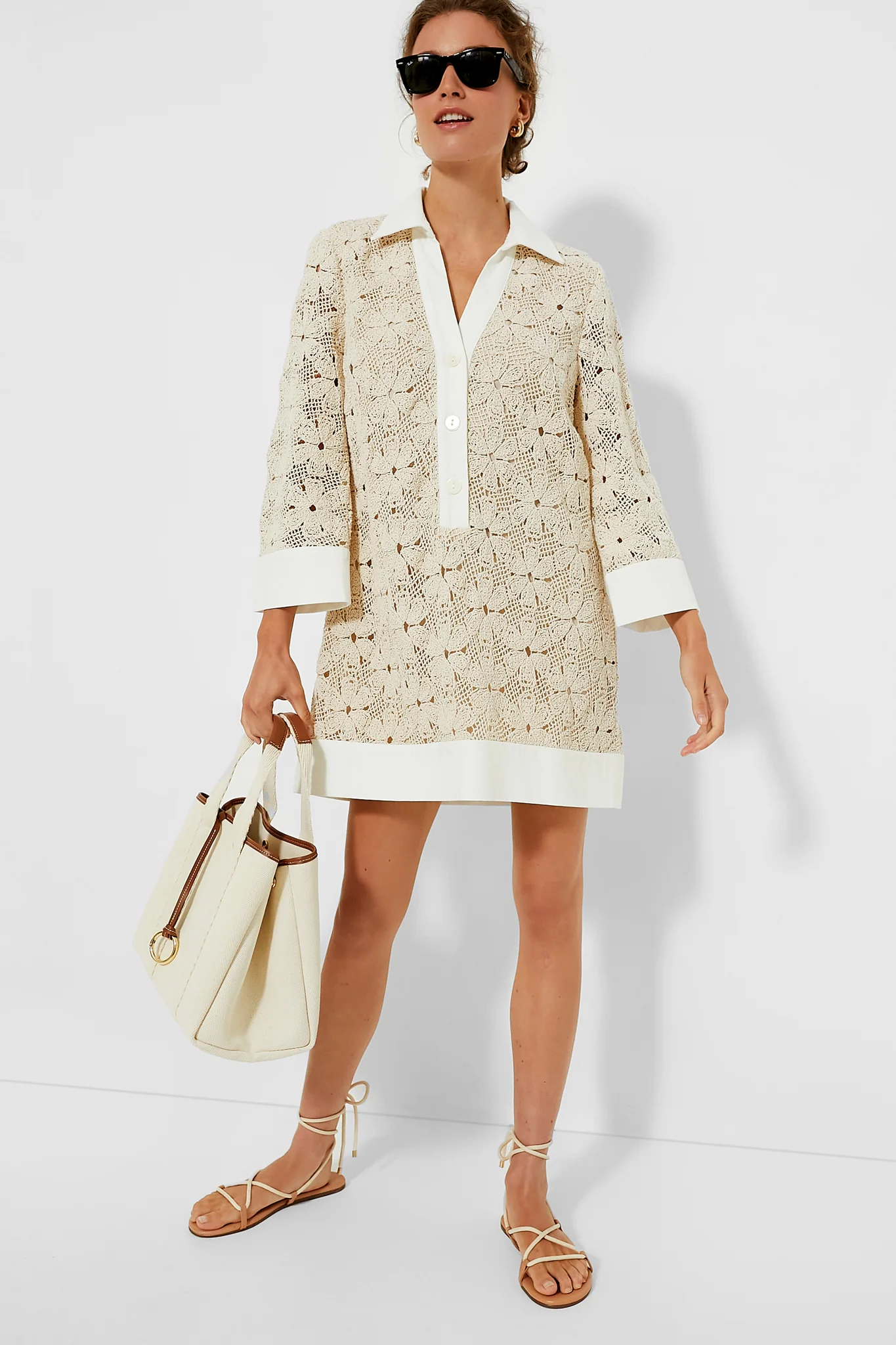 Tan Crochet Collier Dress - Image 2
