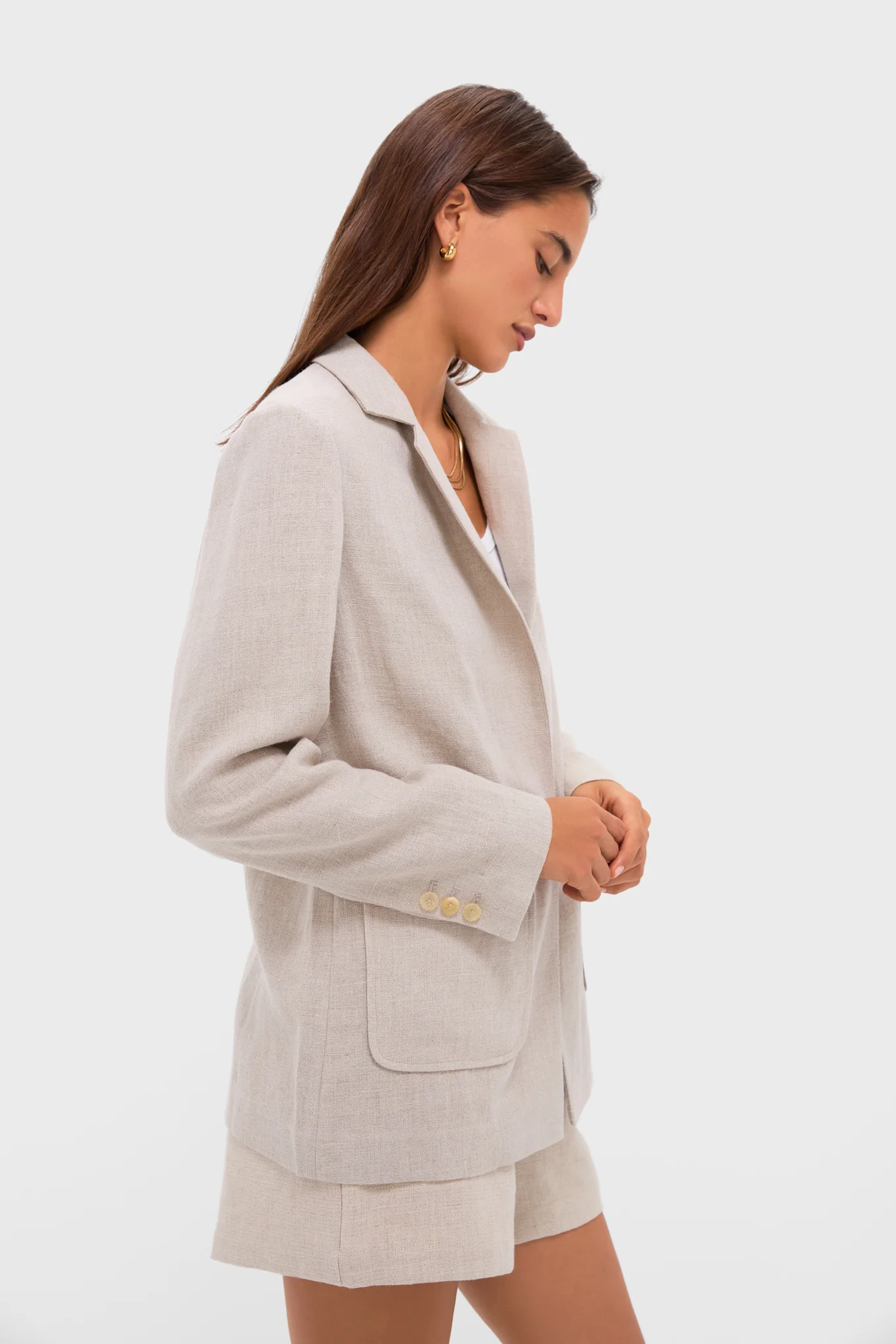 Tan Linen Carla Blazer - Image 3