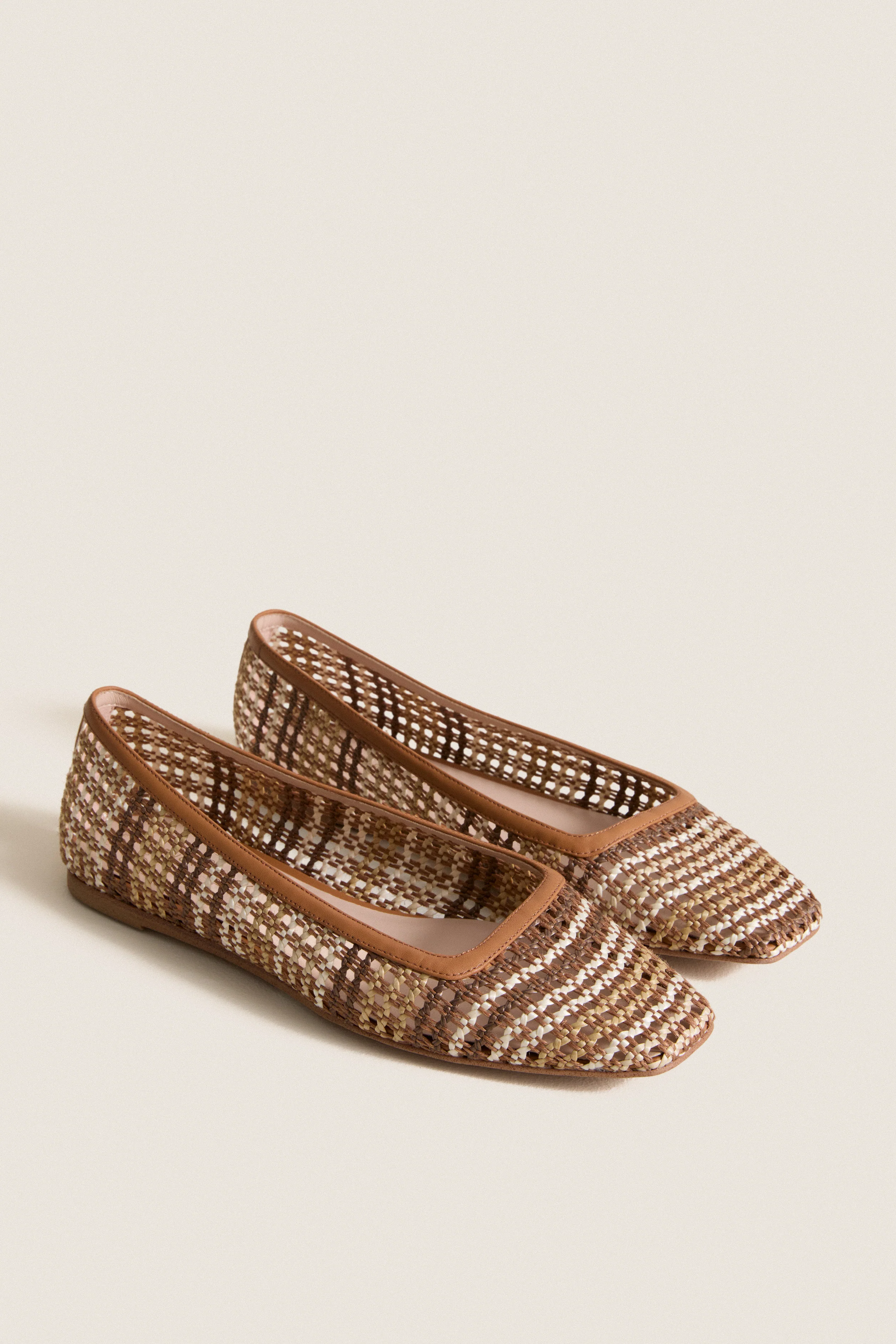 Tan Multi Woven Nadia Flats - Image 4