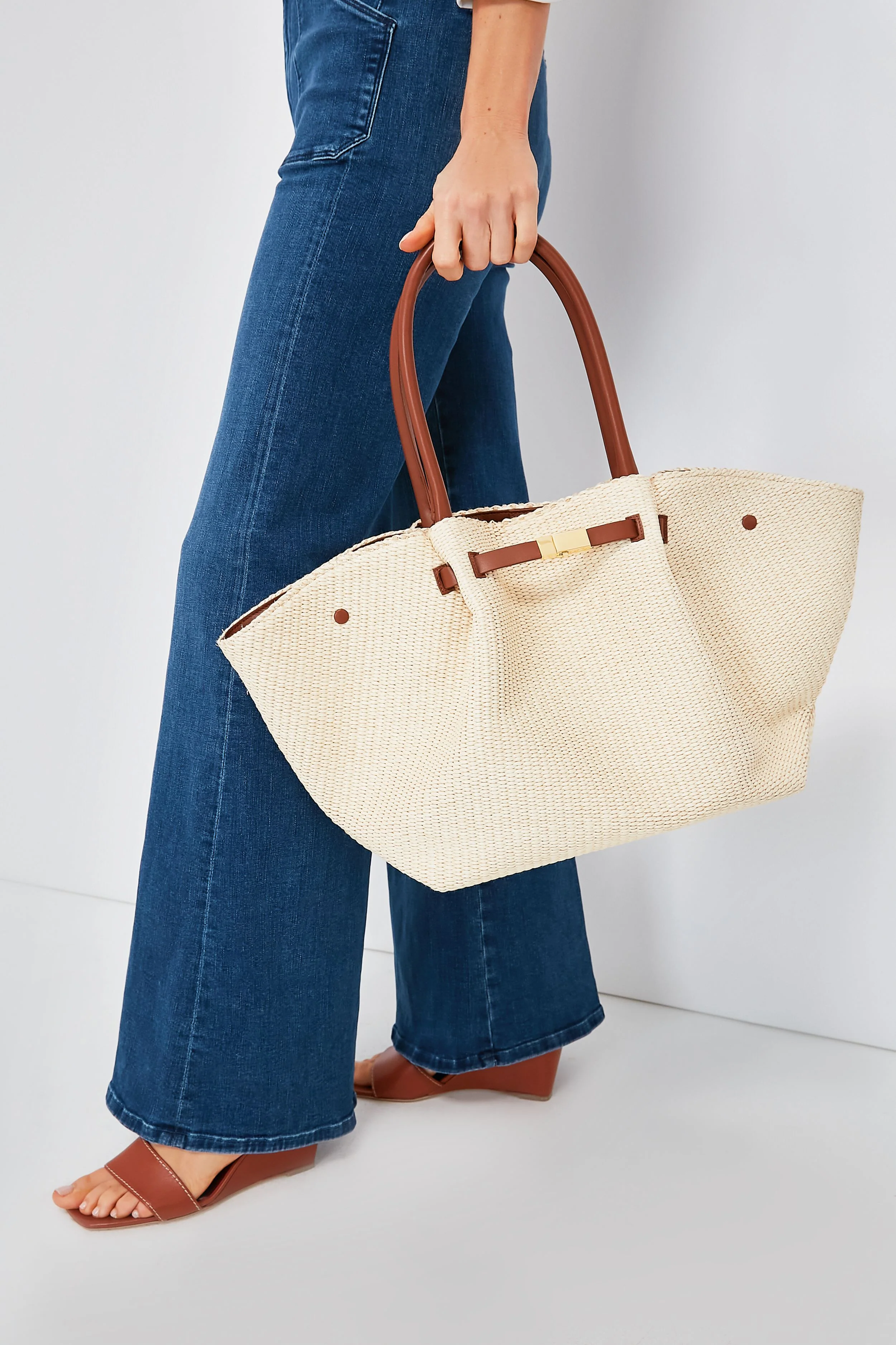 Tan Natural Raffia New York Bag - Image 3