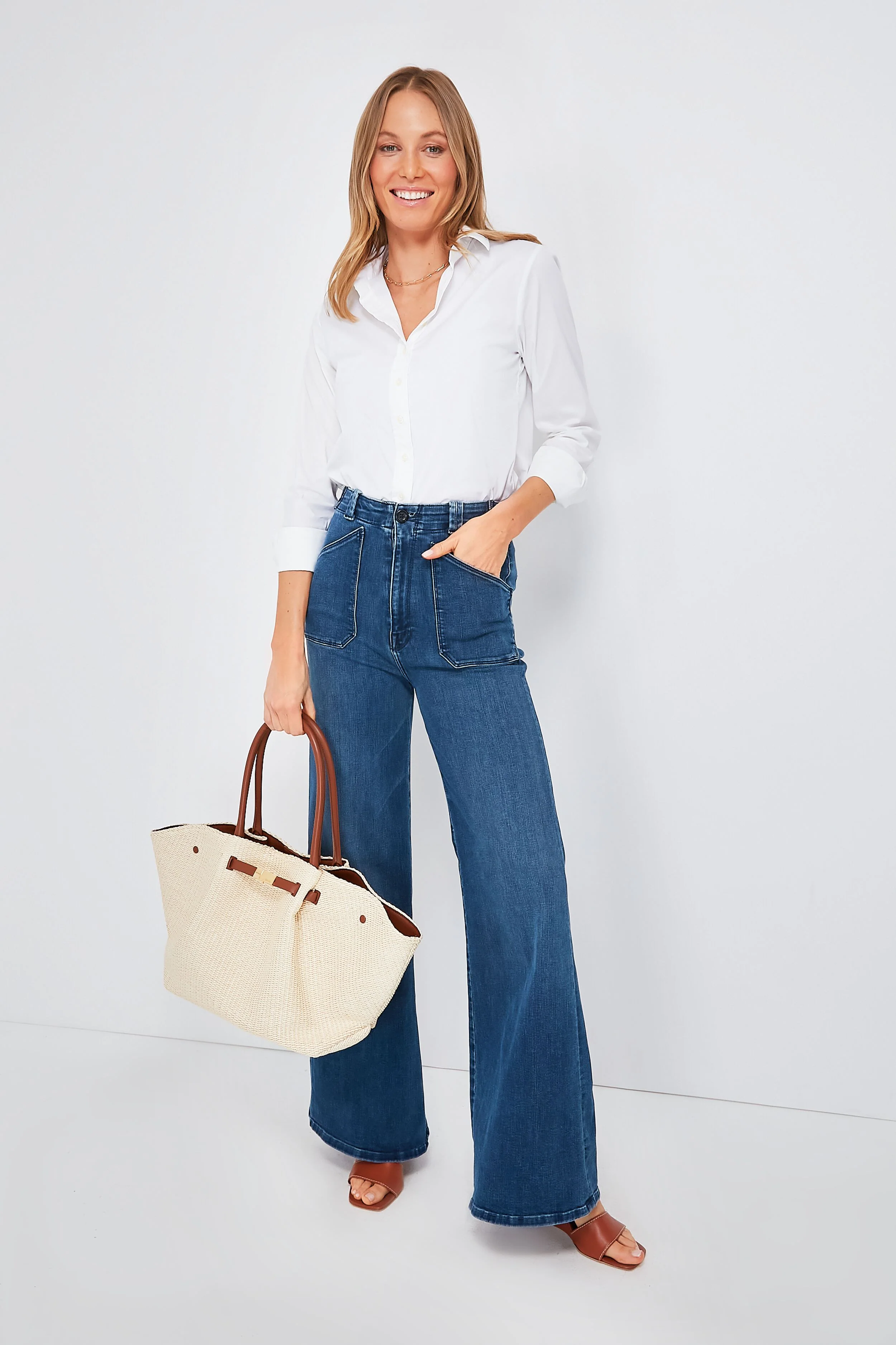 Tan Natural Raffia New York Bag - Image 7