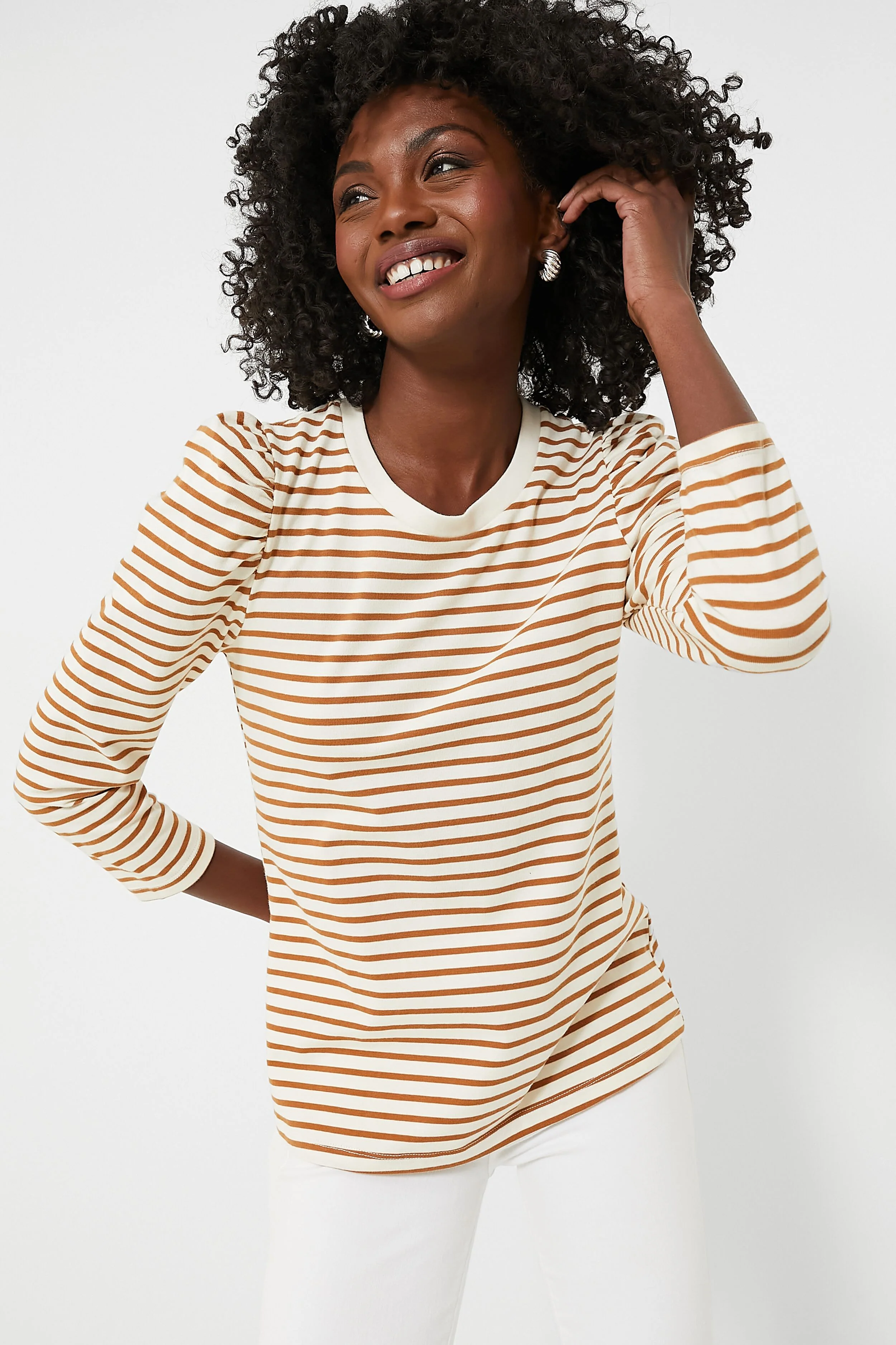 Tan Striped Vesty Long Sleeve Crewneck - Image 6