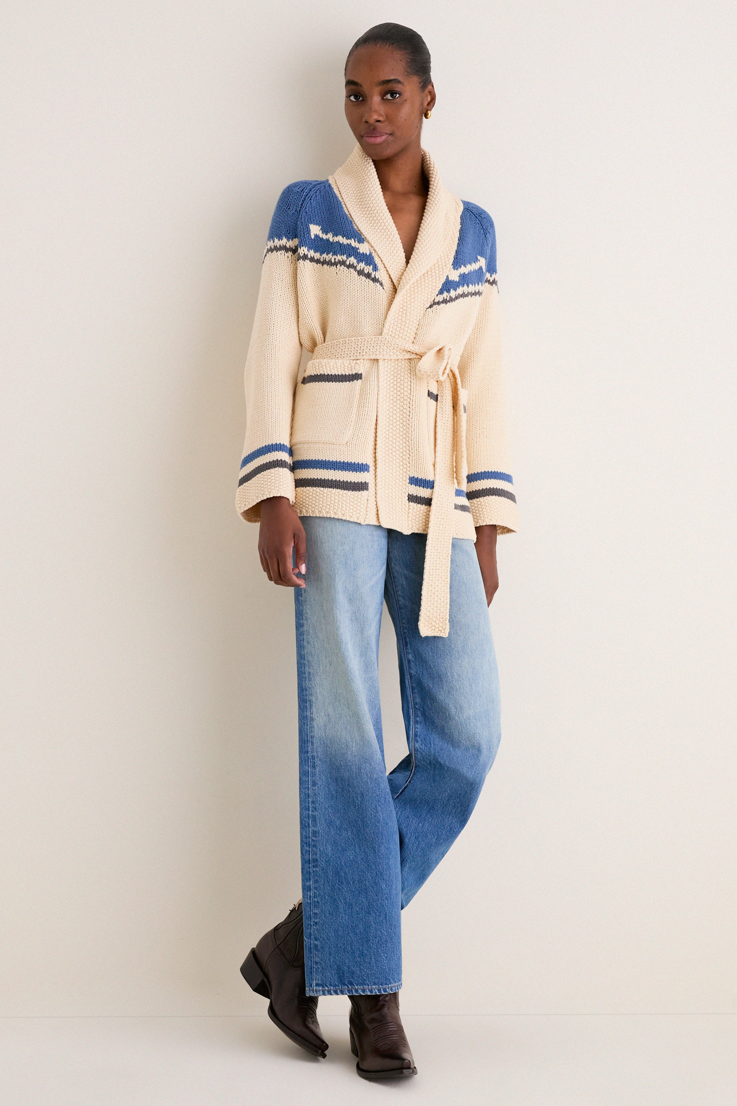 THE GREAT. x Stetson Robin Blue Western Riding Cardigan - Image 7