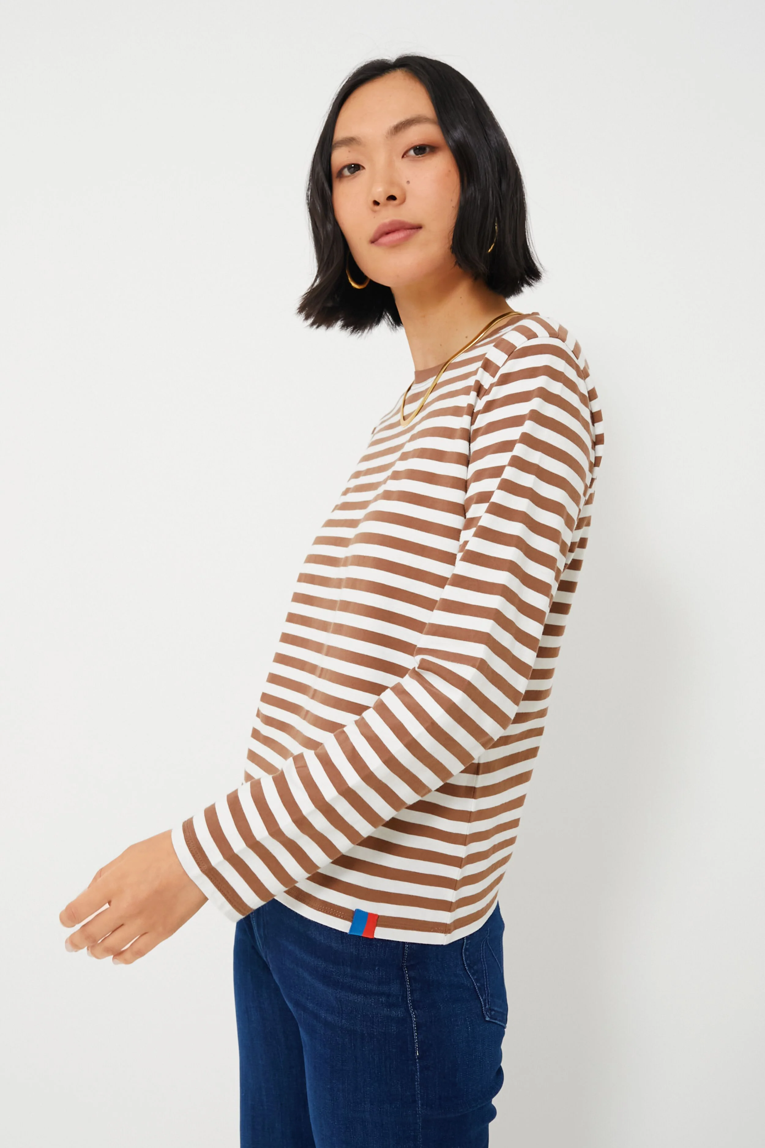 The Walnut and Cream Modern Long Tee - Image 3