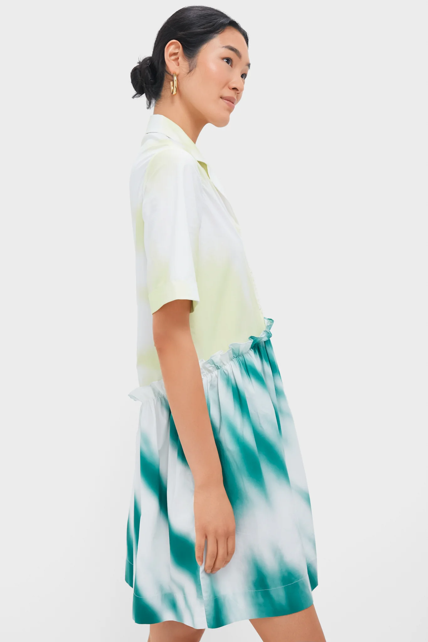 Tie-Dye Mini Gathered Shirtdress - Image 3