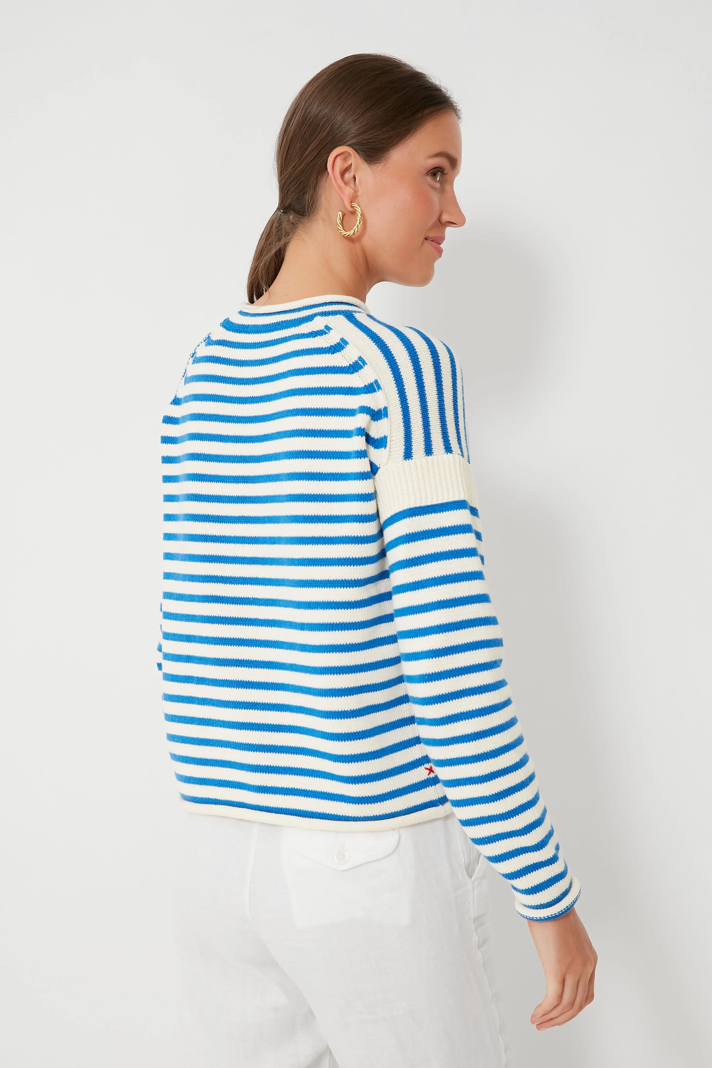 Ultramarine and Ivory Mariner Roll Neck - Image 4