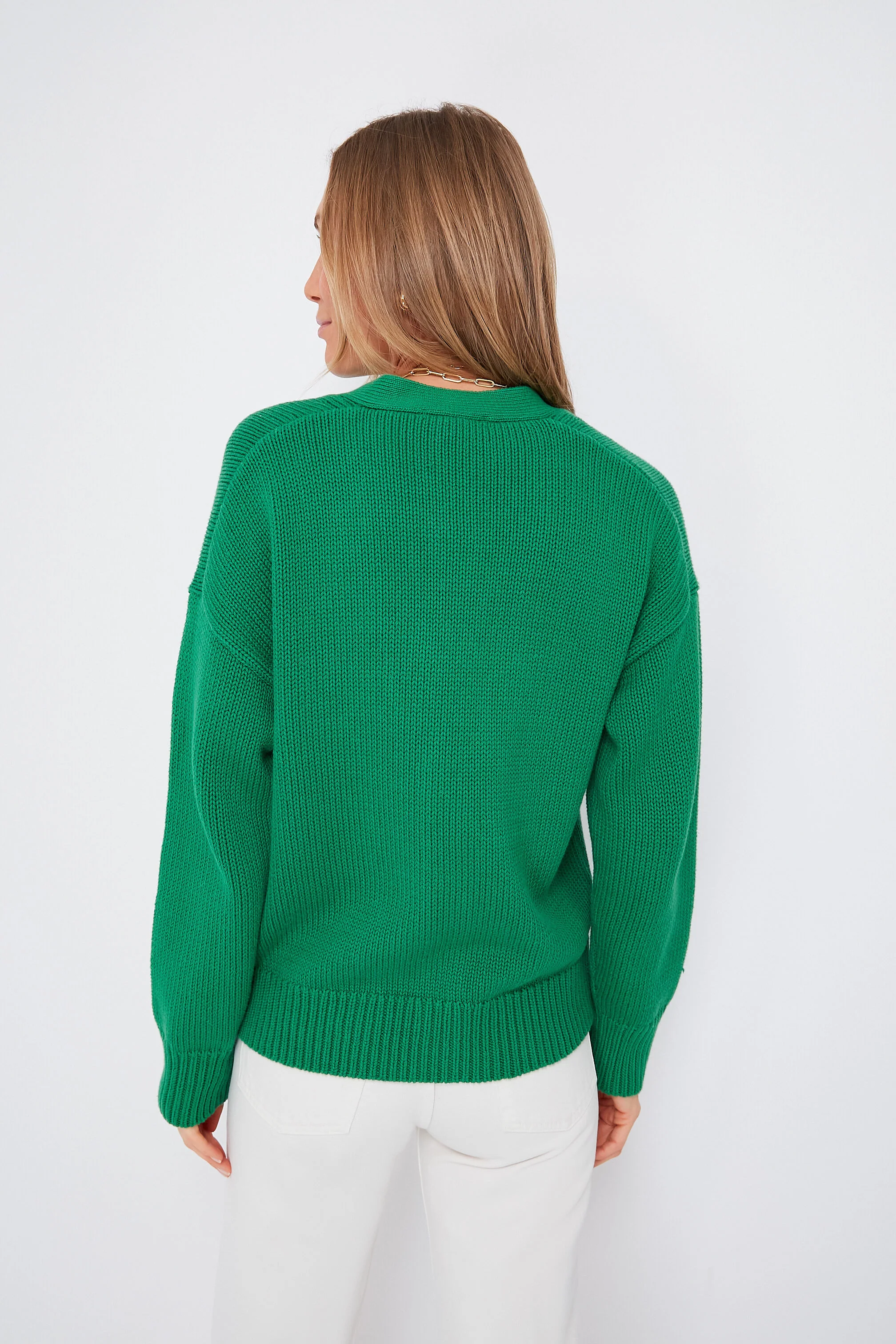 Verdant Green Cotton Emma Cardigan - Image 4