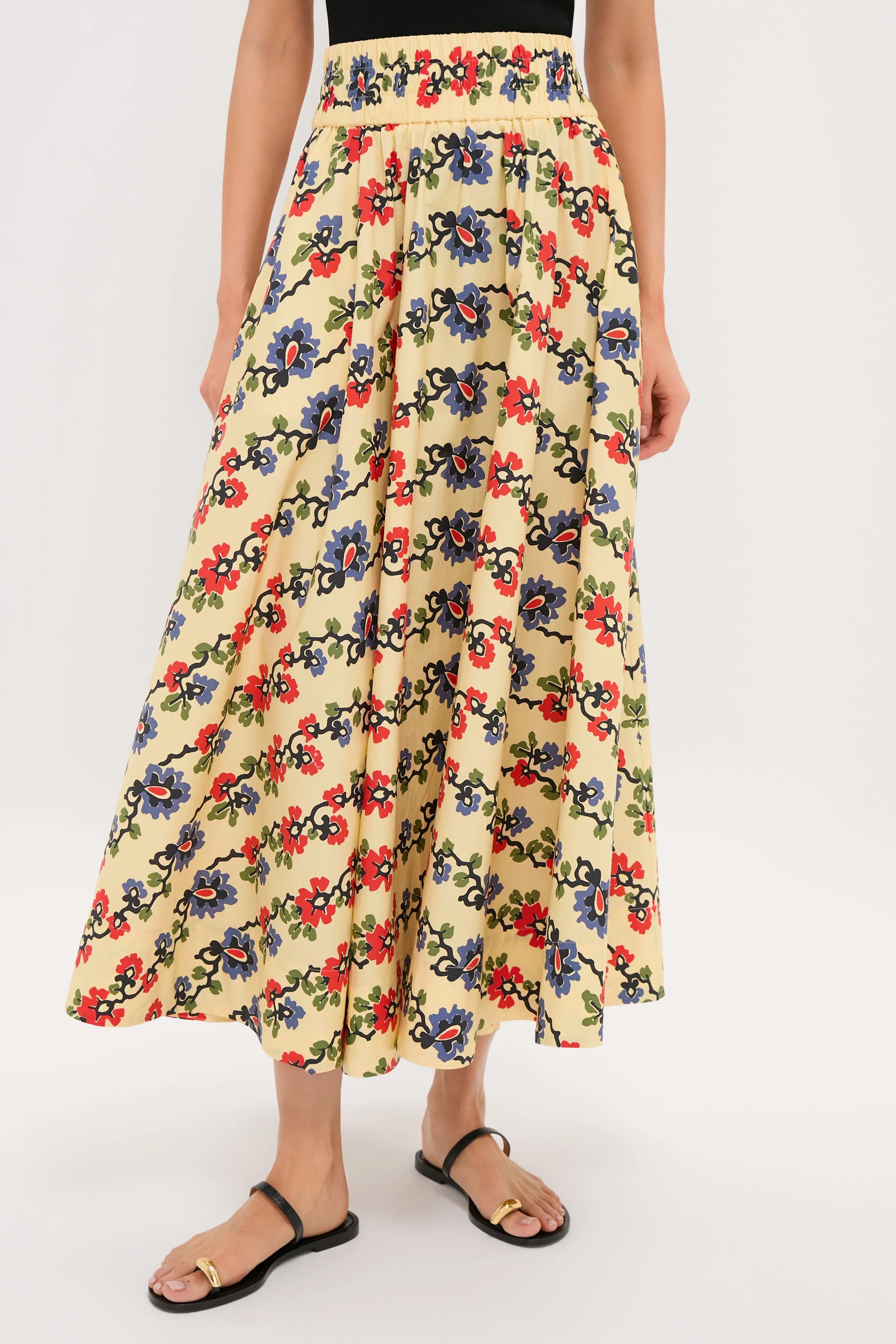 Victory Garden Floral Stripe Myrtle Maxi Skirt