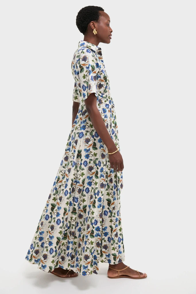 Vine Flower Off White Posie Cotton Maxi Dress - Image 3