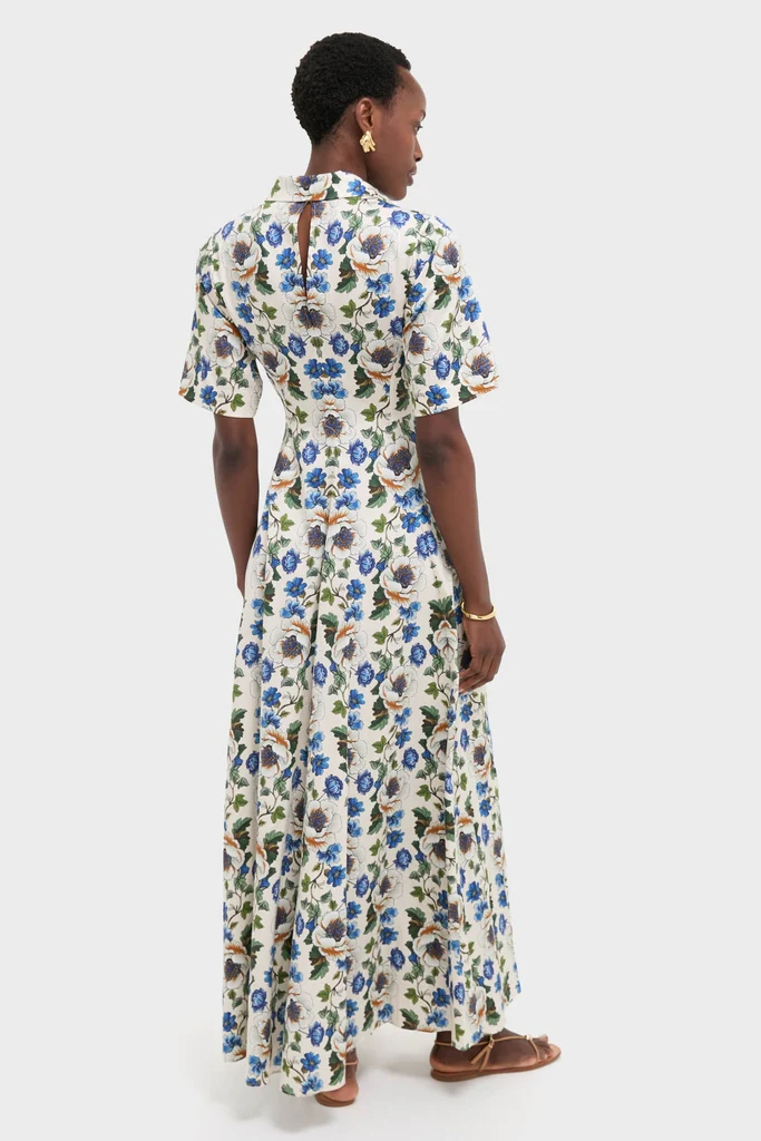 Vine Flower Off White Posie Cotton Maxi Dress - Image 4