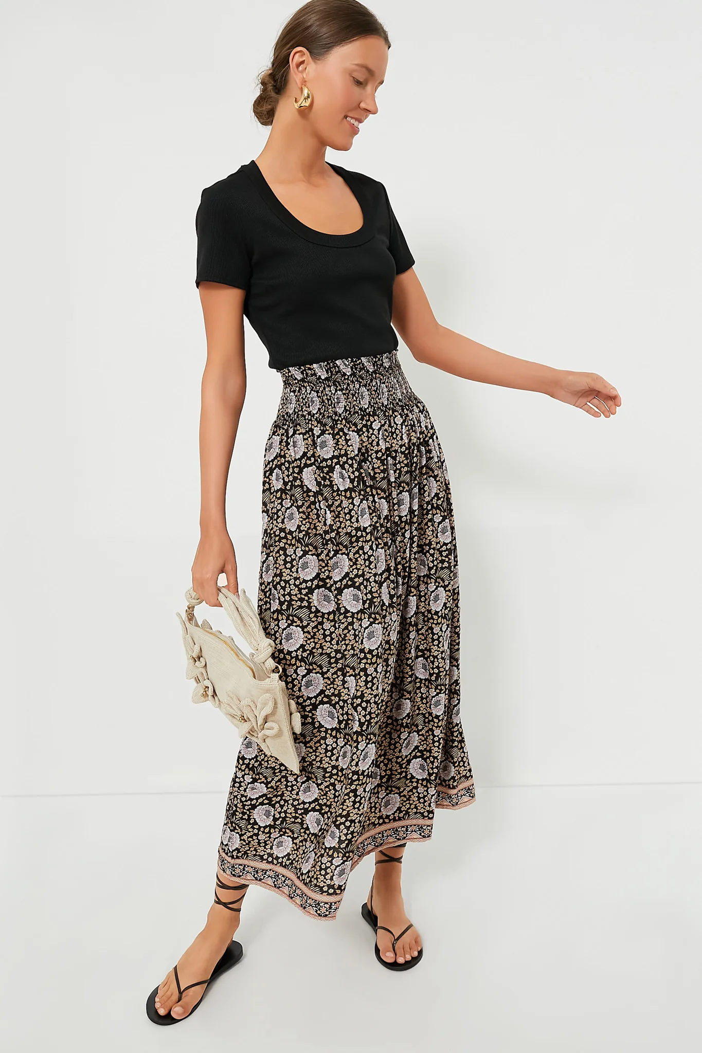 Vintage Flowers Sepia Bella Skirt - Image 2