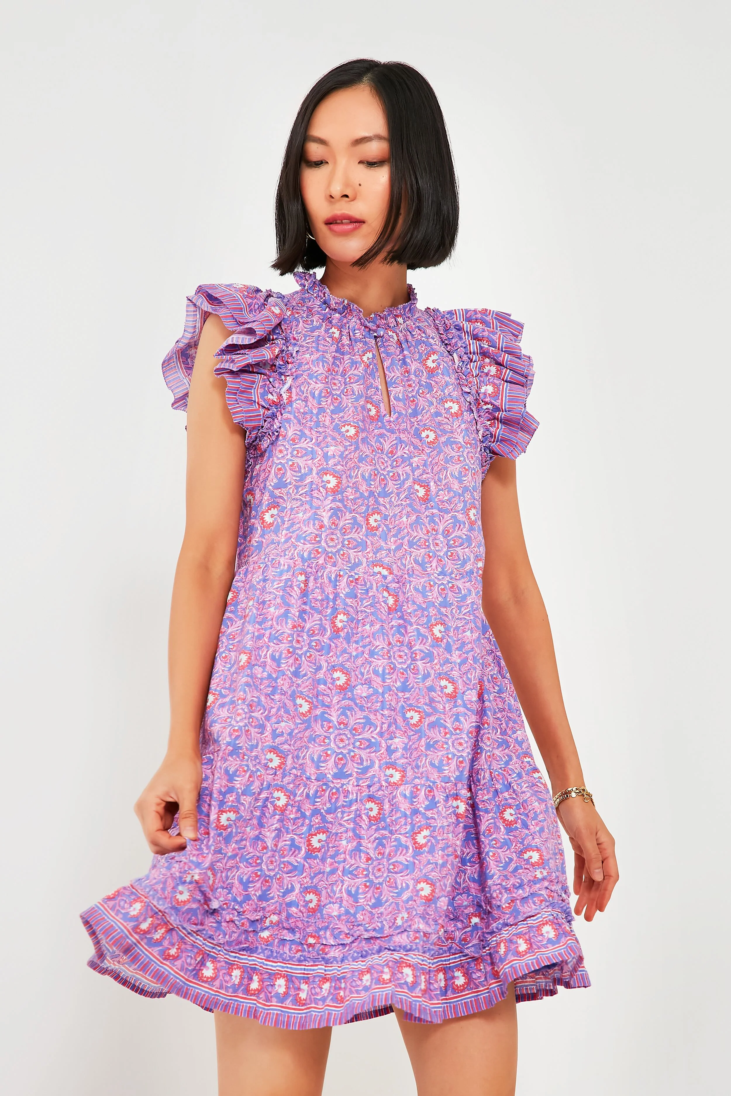 Violet Katama Print Ruffle Dress - Image 7