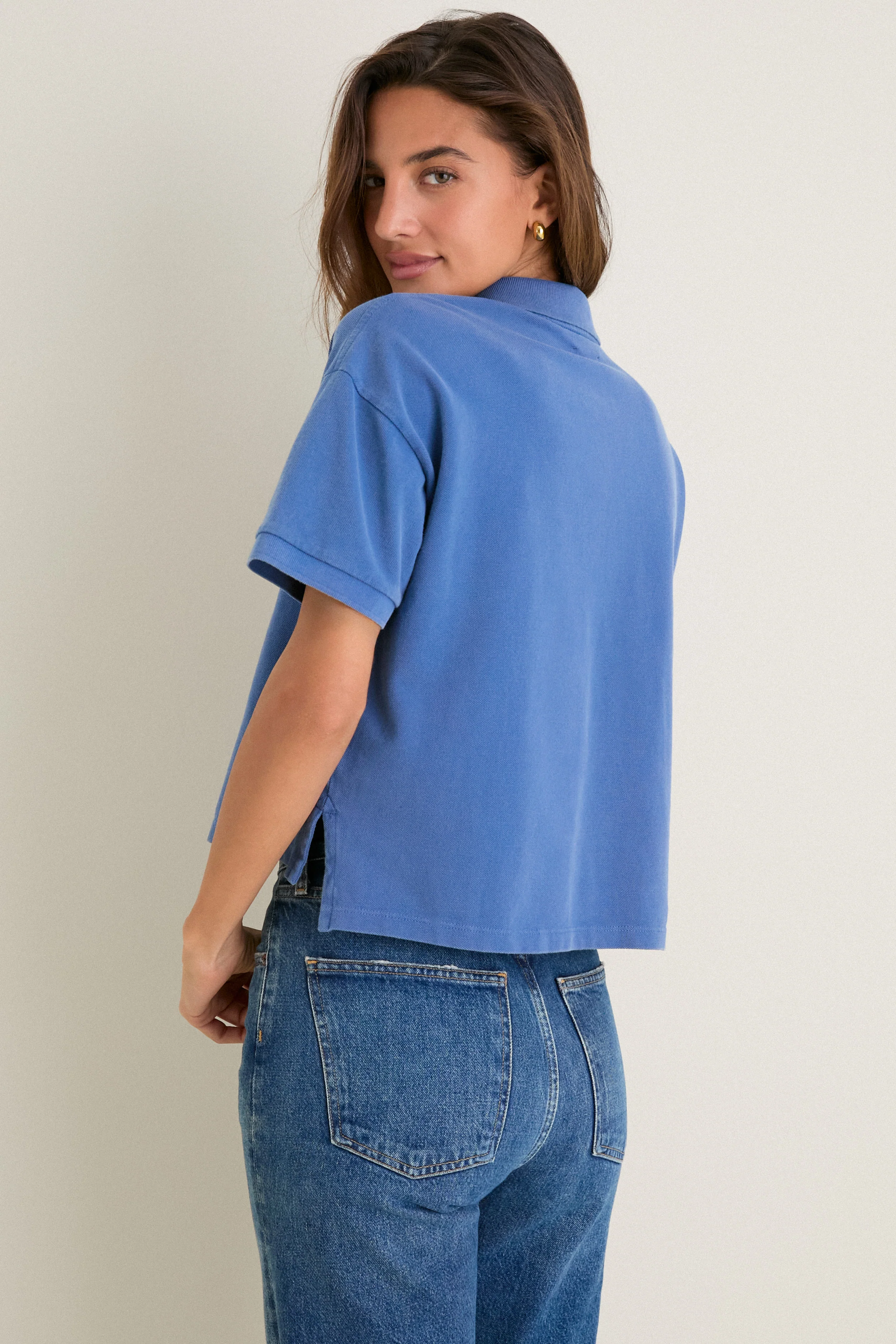 Washed Blue Pique Holmes Boyfriend Polo - Image 5