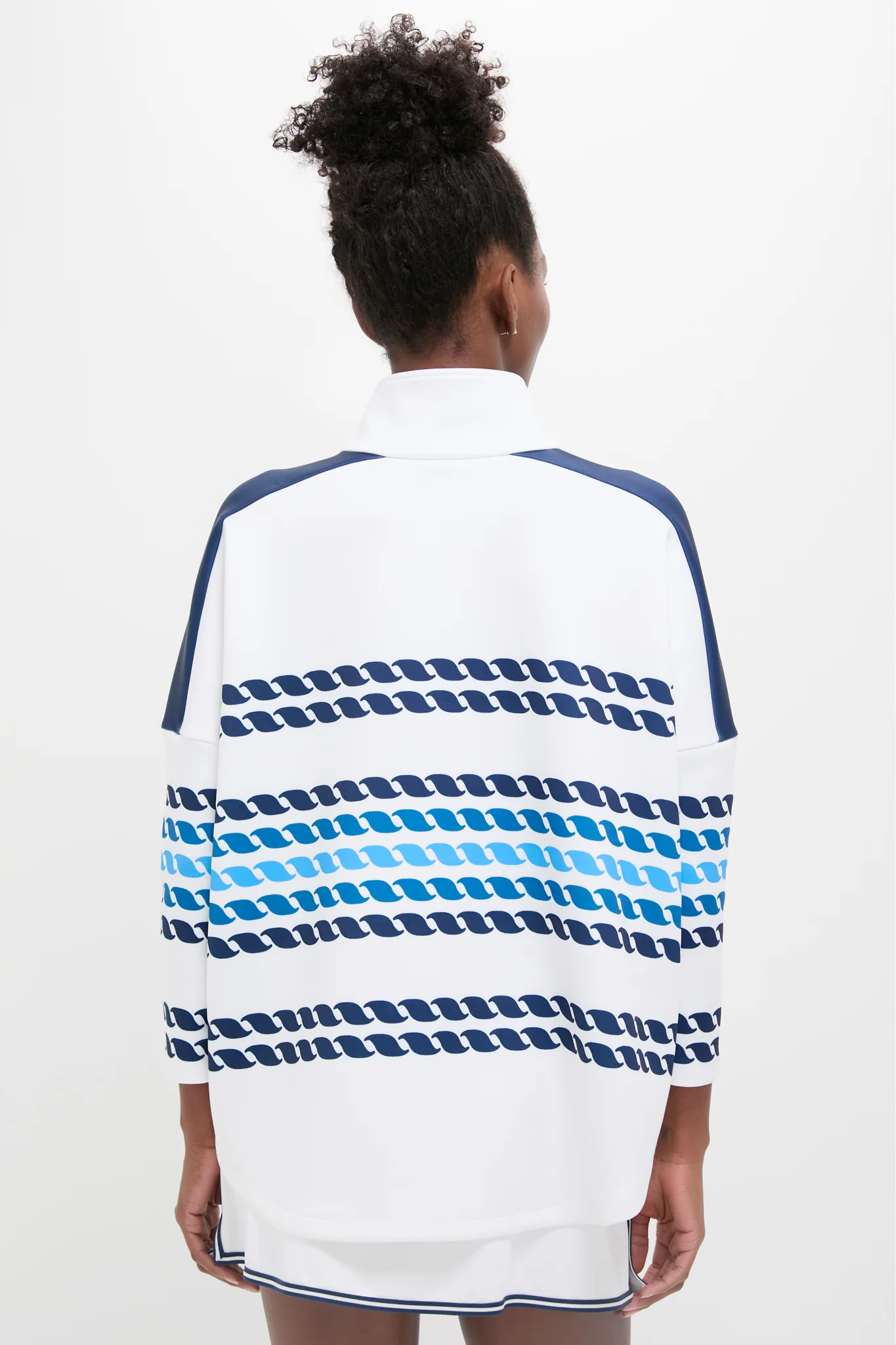 White and Blue Tricolor Stripe Hudson Quarter Zip - Image 4