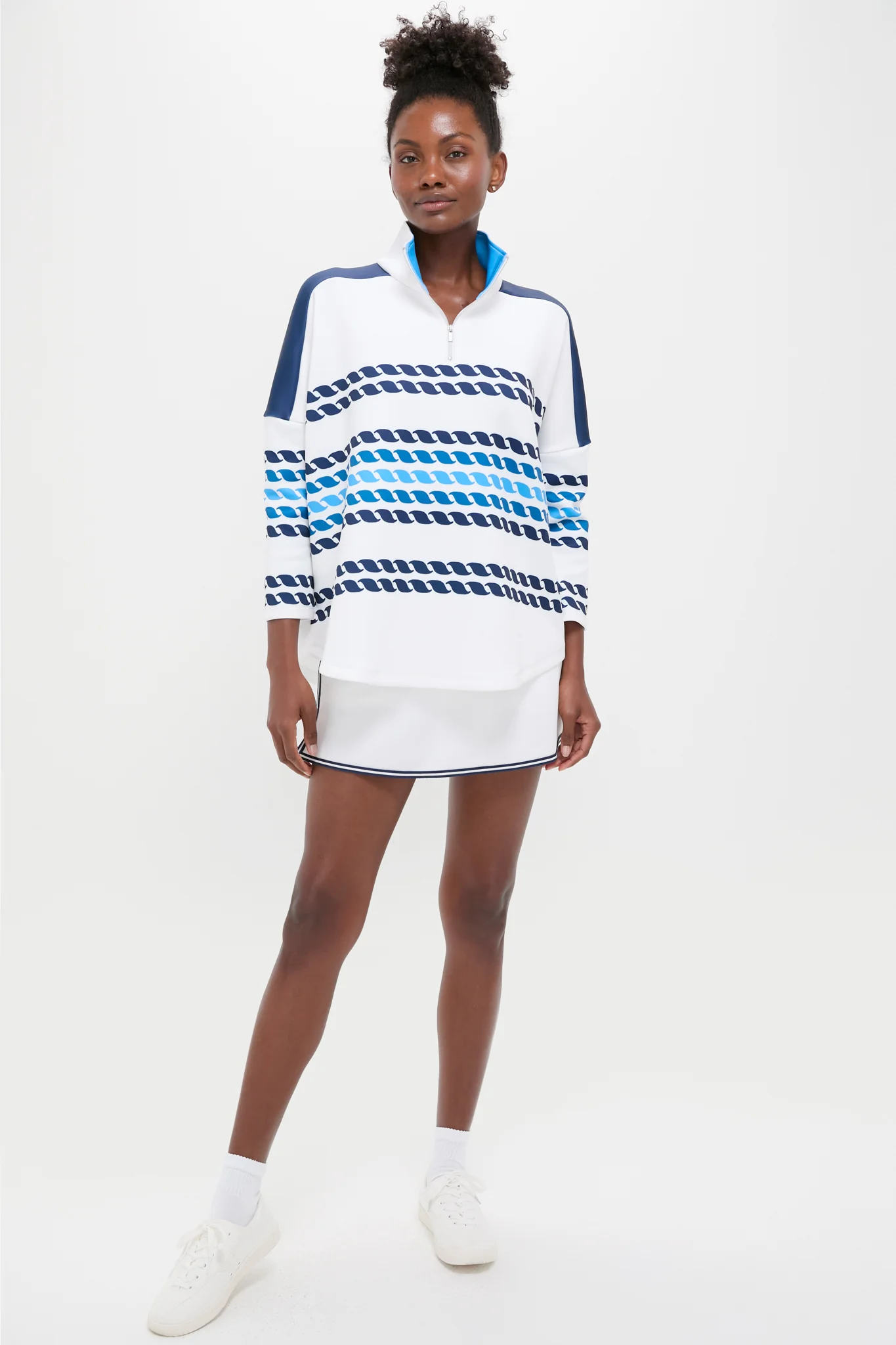 White and Blue Tricolor Stripe Hudson Quarter Zip - Image 6
