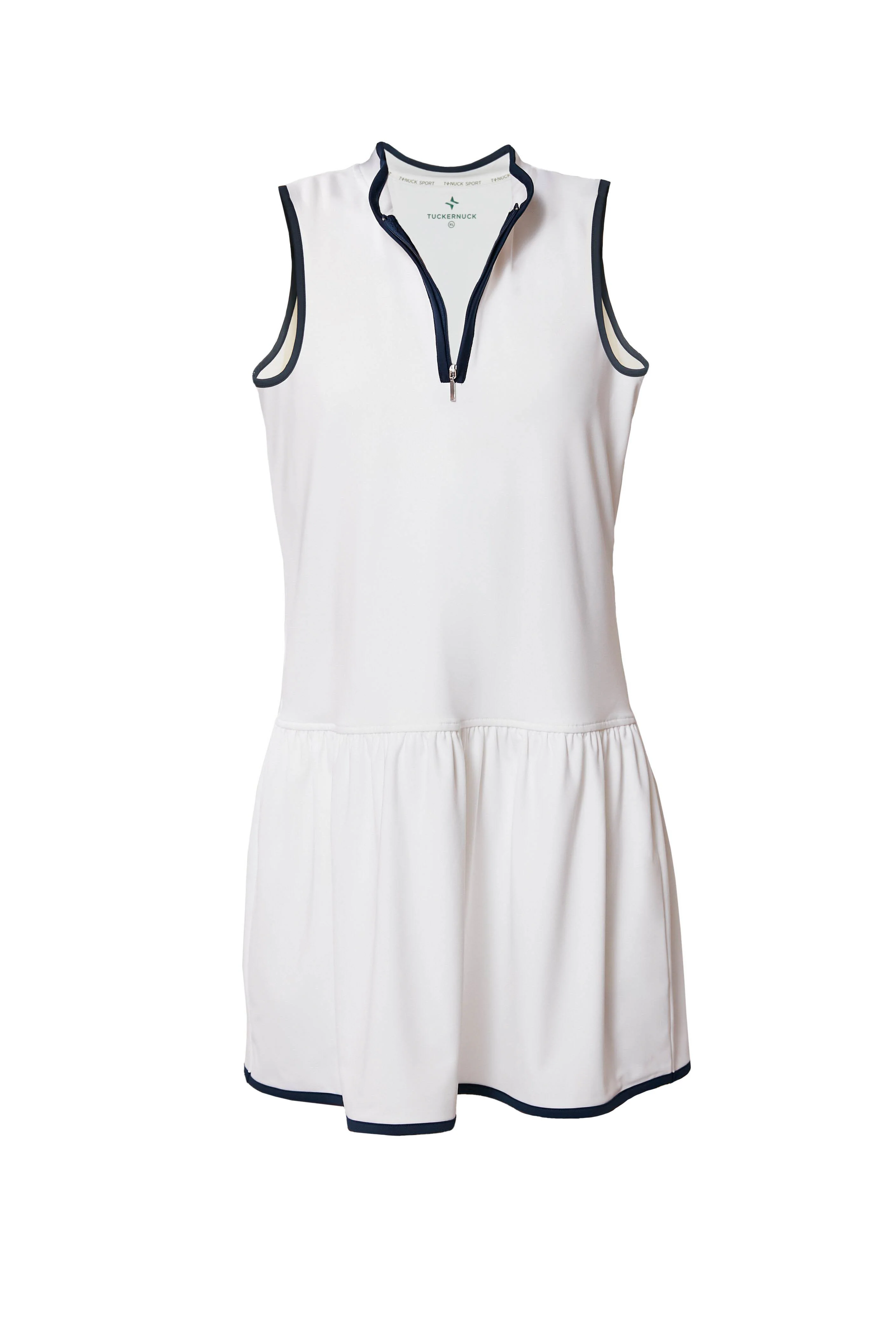 White and Navy Quarter-Zip Tennis Dress - Image 8