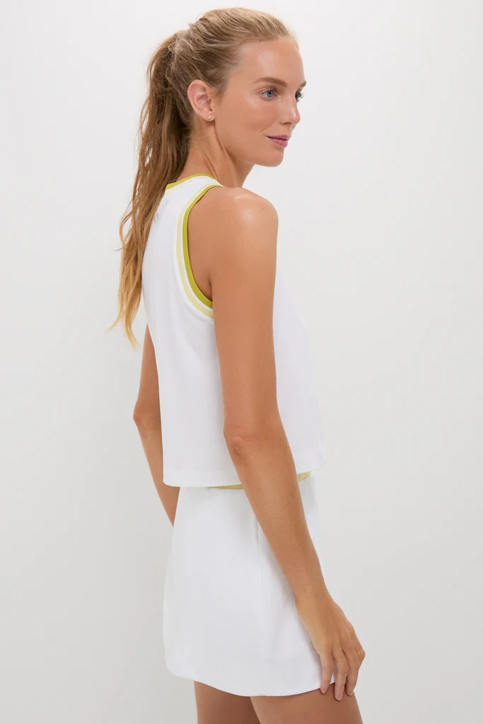 White and Yellow Performance Jersey Tilden Tank - Image 3