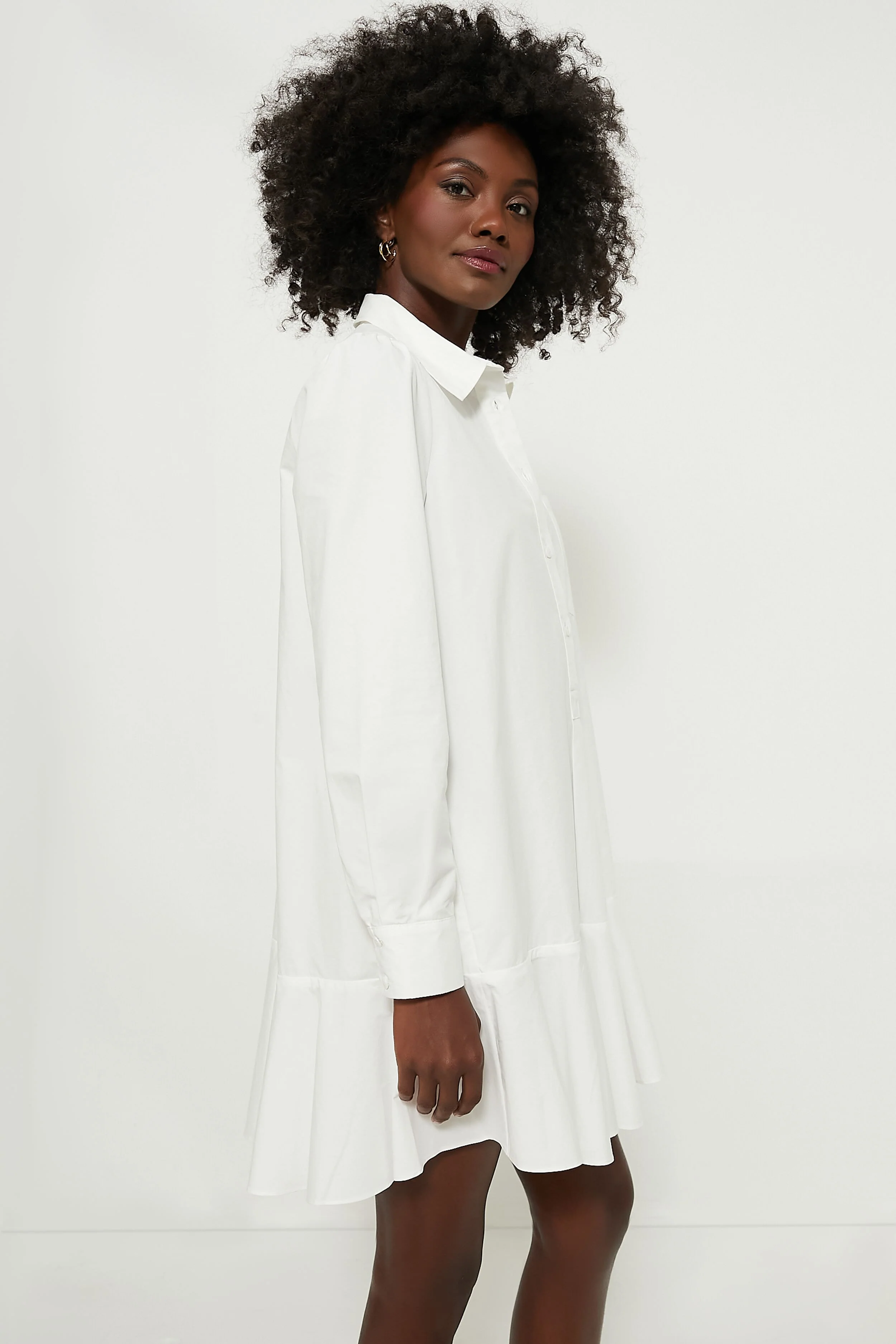 White Cotton Poplin Callahan Shirt Dress - Image 3