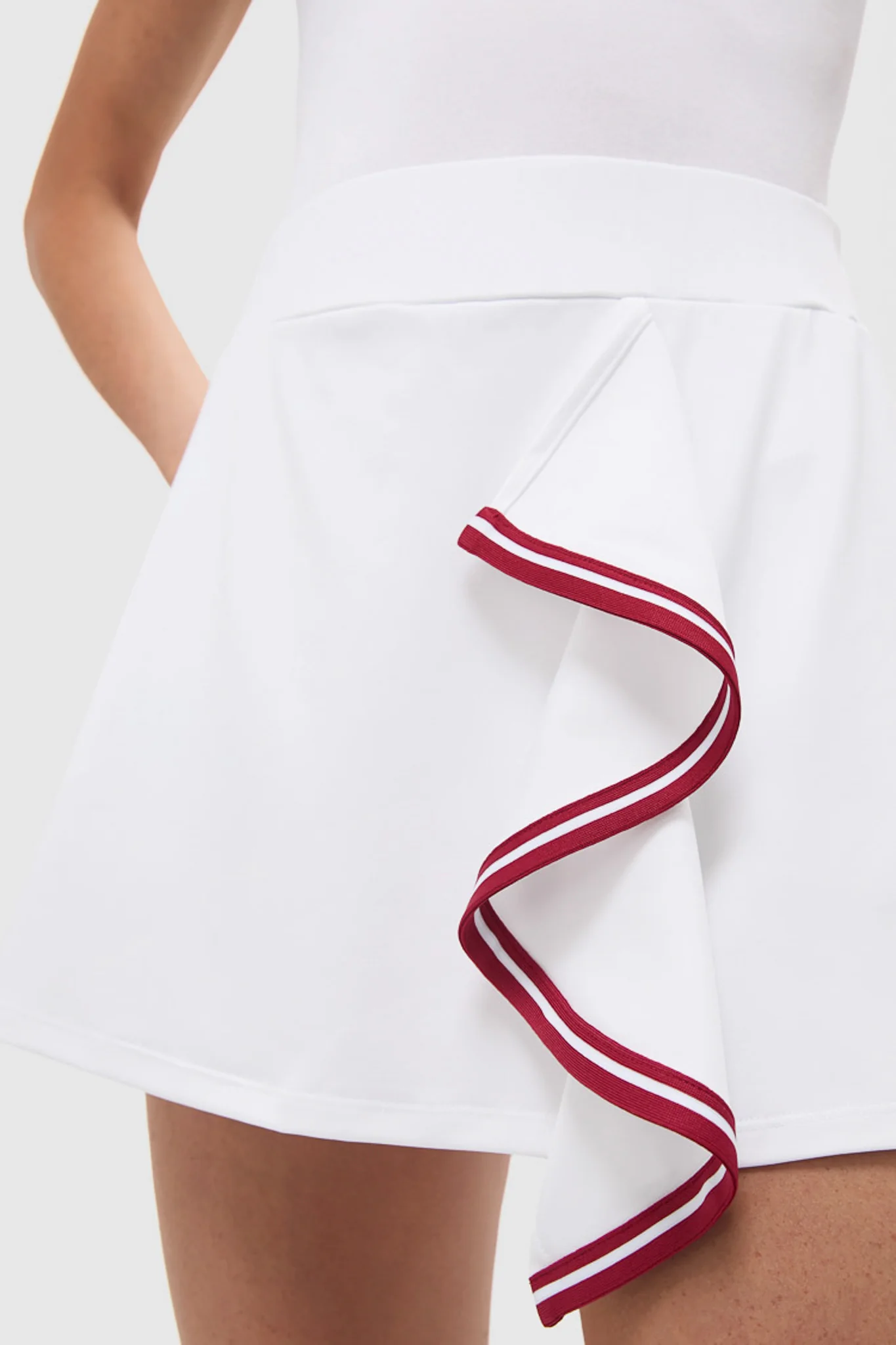 White Faux Wrap 14 Inch Performance Jersey Alexis Tennis Skirt - Image 5