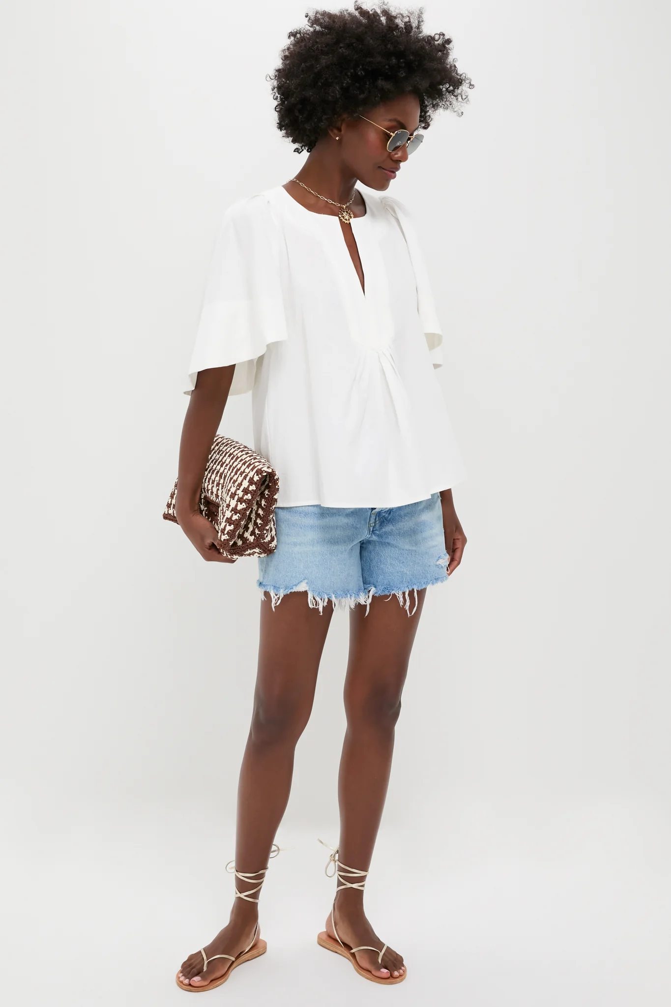 White Finley Flutter Sleeve Top - Image 2