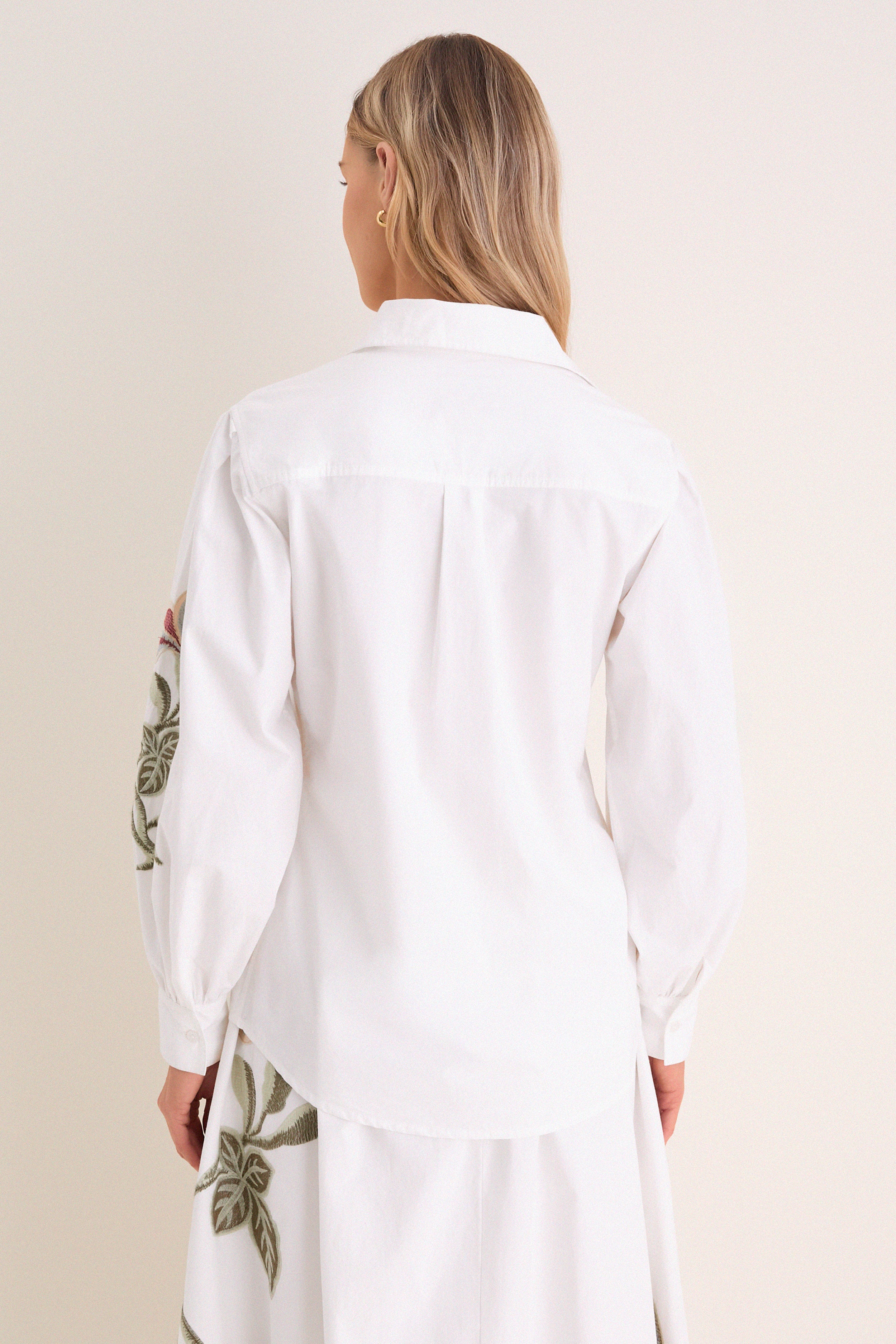 White Floral Embroidered Carolina Button Down - Image 4