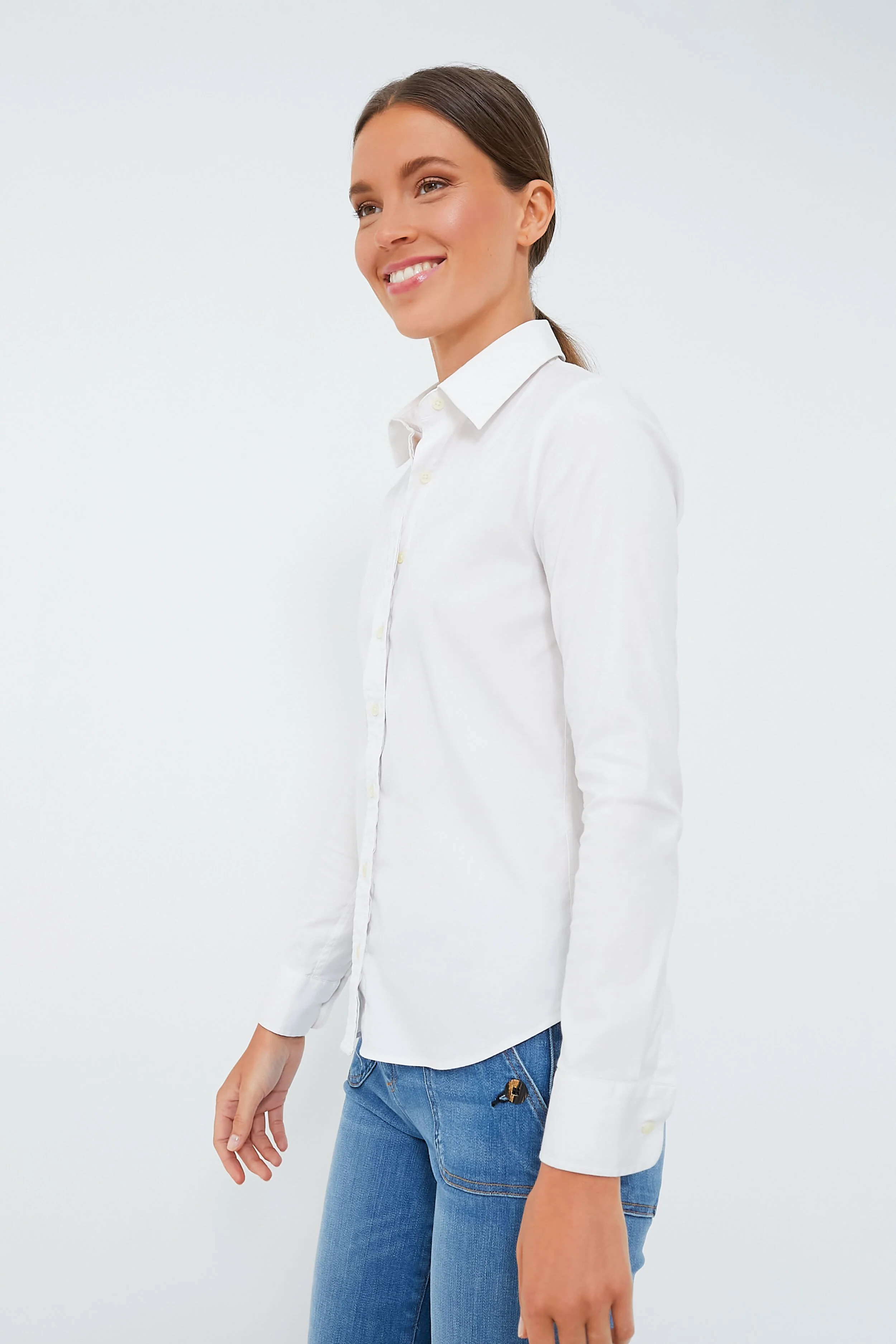 White Long Sleeve Essentials Shirt - Image 4