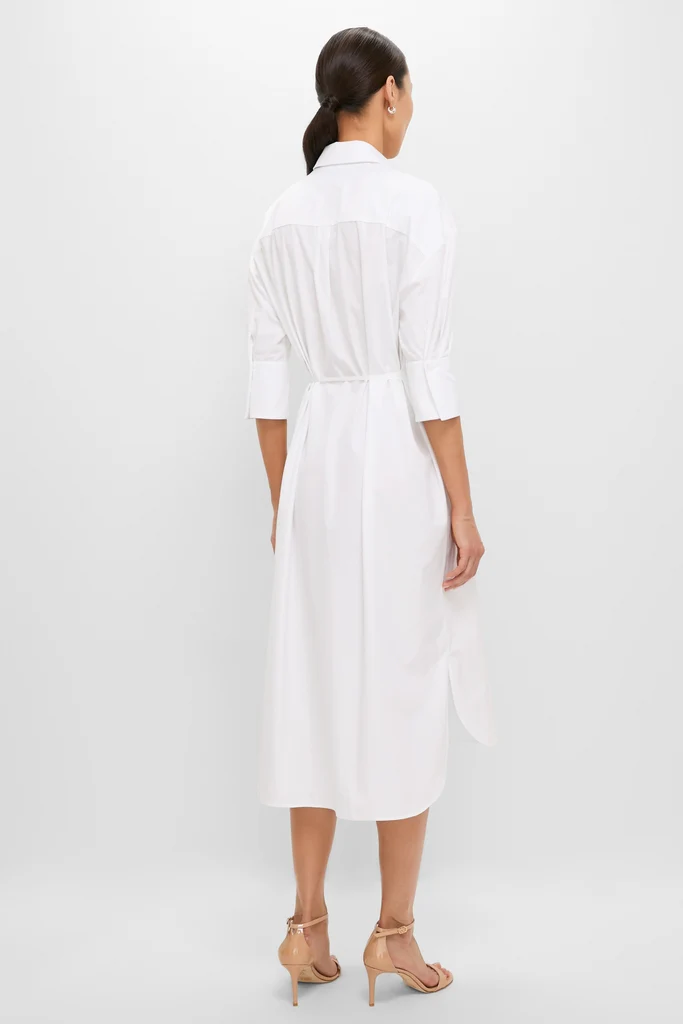 White Long Sleeve Midi Shirt Dress - Image 5