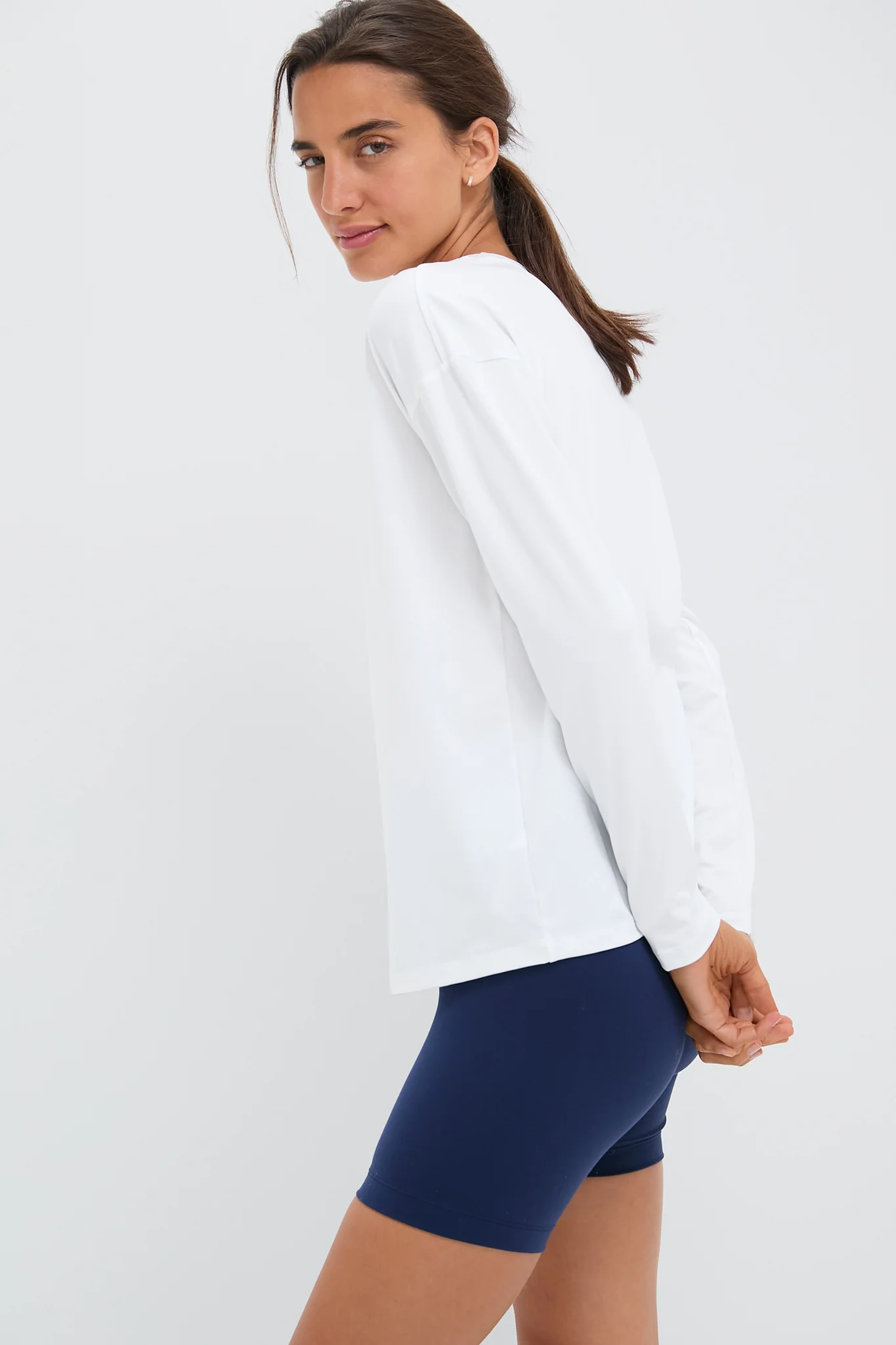 White Long Sleeve Performance Jersey Ryan Boyfriend Tee - Image 3