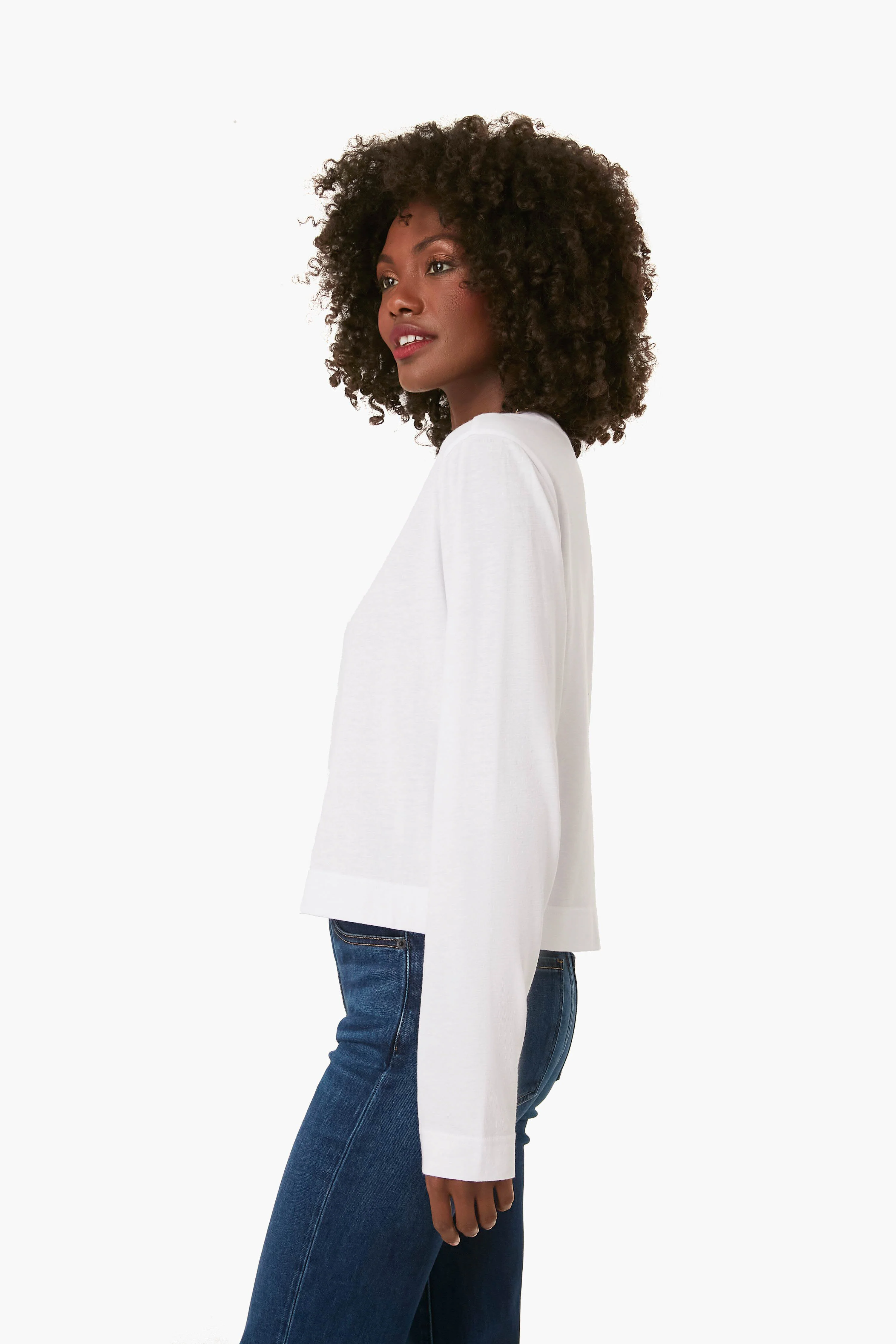 White Lupita Crop Long Sleeve Shirt - Image 3
