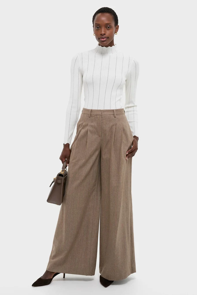White Pointelle Knit Allen Turtleneck - Image 2