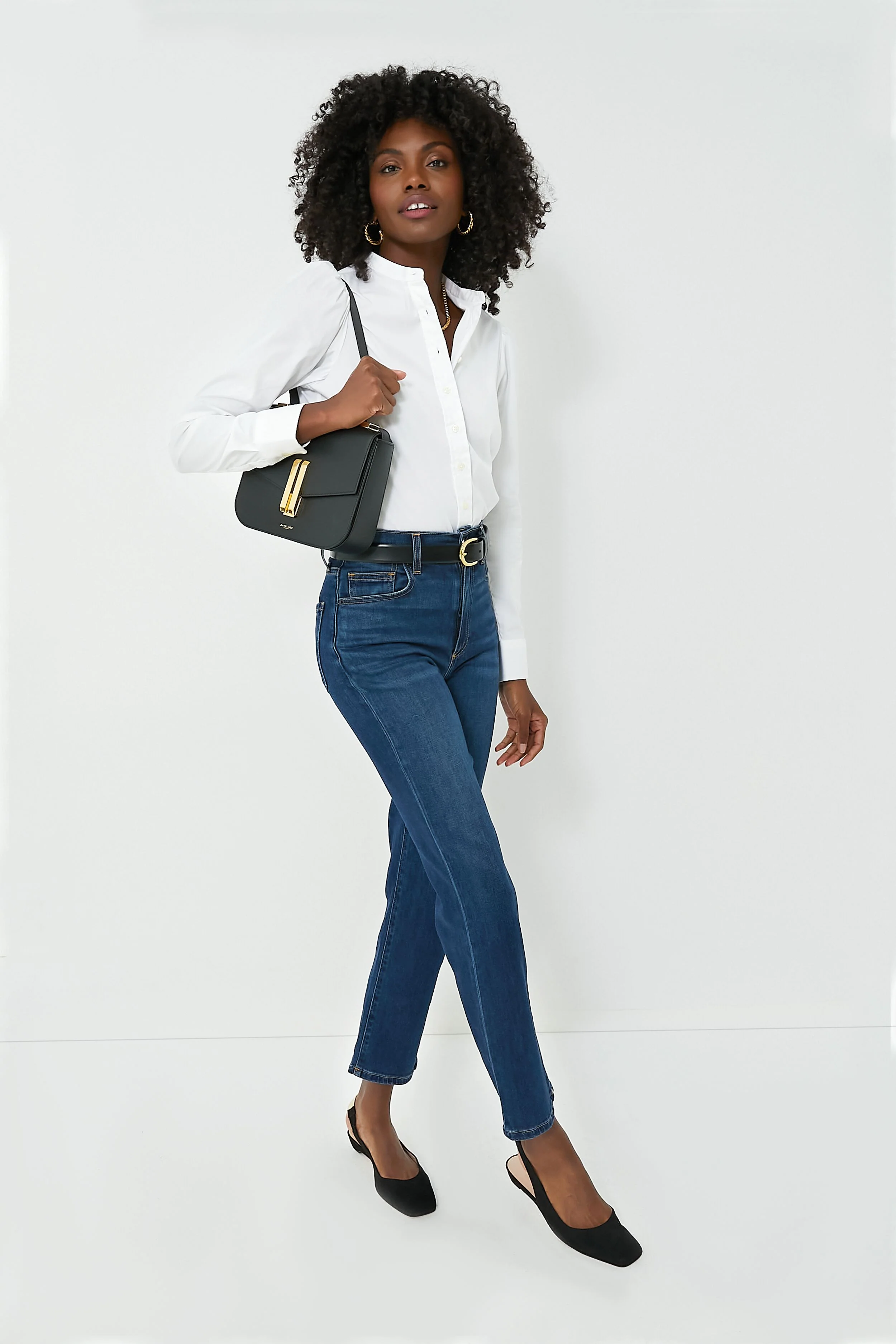 White Puffed Shoulder Shirt - Image 6