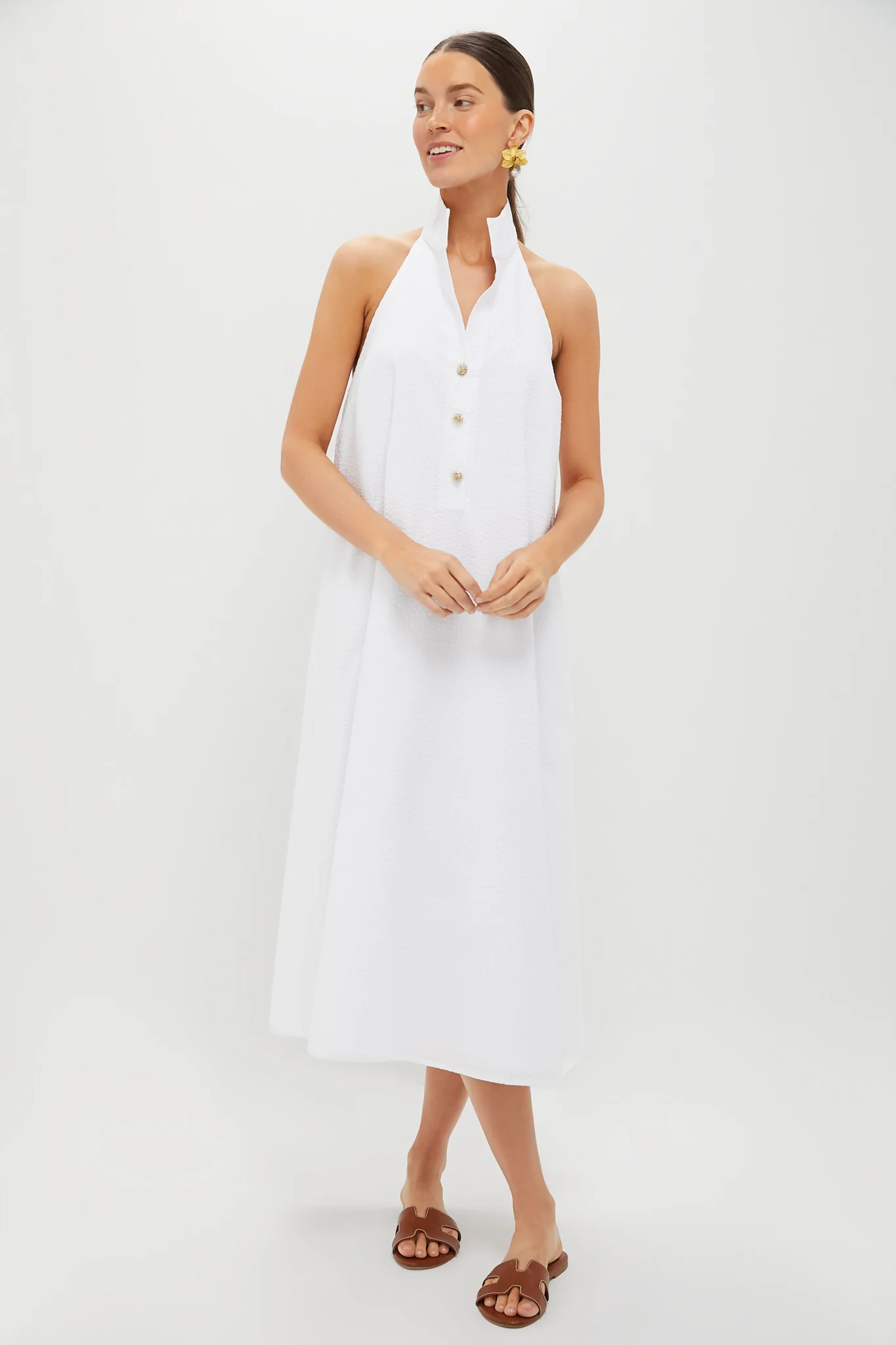 White Seersucker Jagger Dress