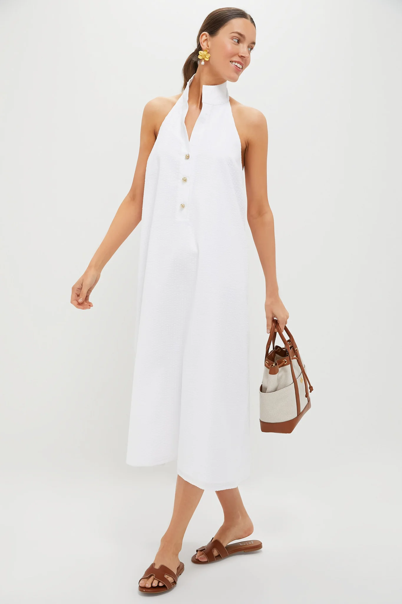White Seersucker Jagger Dress - Image 2