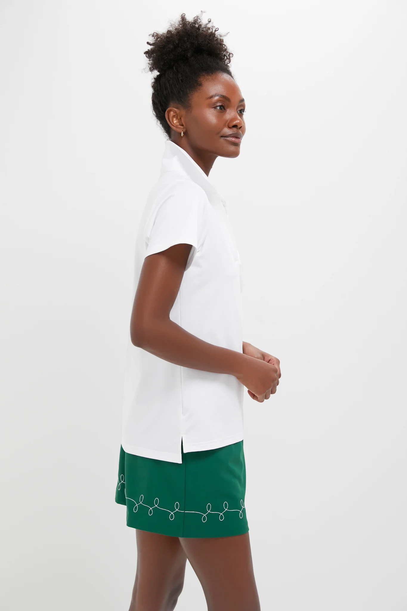 White Short Sleeve Performance Jersey Caroline Polo - Image 4