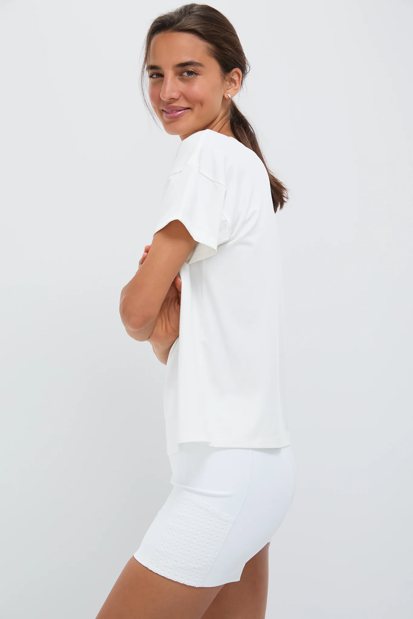 White Short Sleeve Performance Jersey Ryan Boyfriend Tee - Image 3
