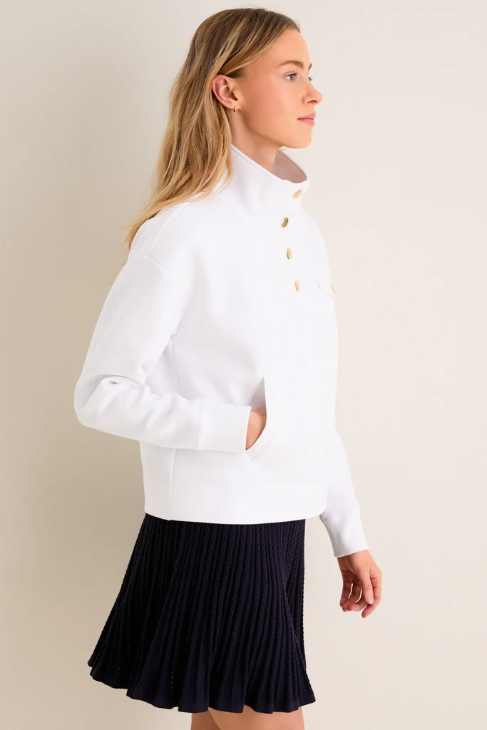 White Snap Neck Bailey Pullover - Image 3