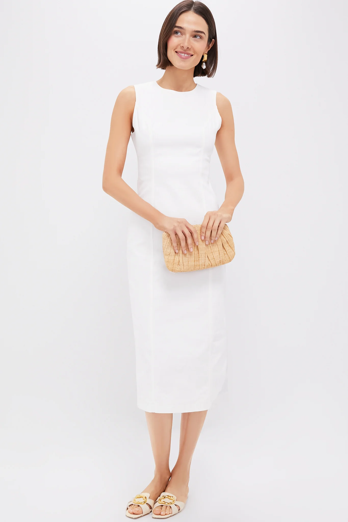 White Stretch Denim Aime Midi Dress - Image 2