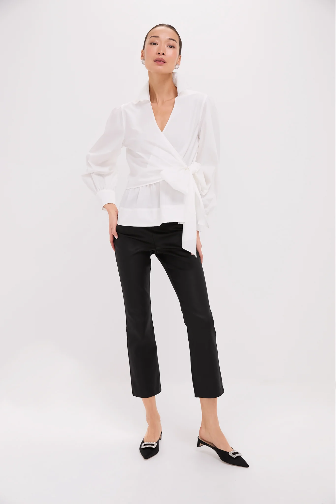 White Tie Front Bow Bea Blouse - Image 5
