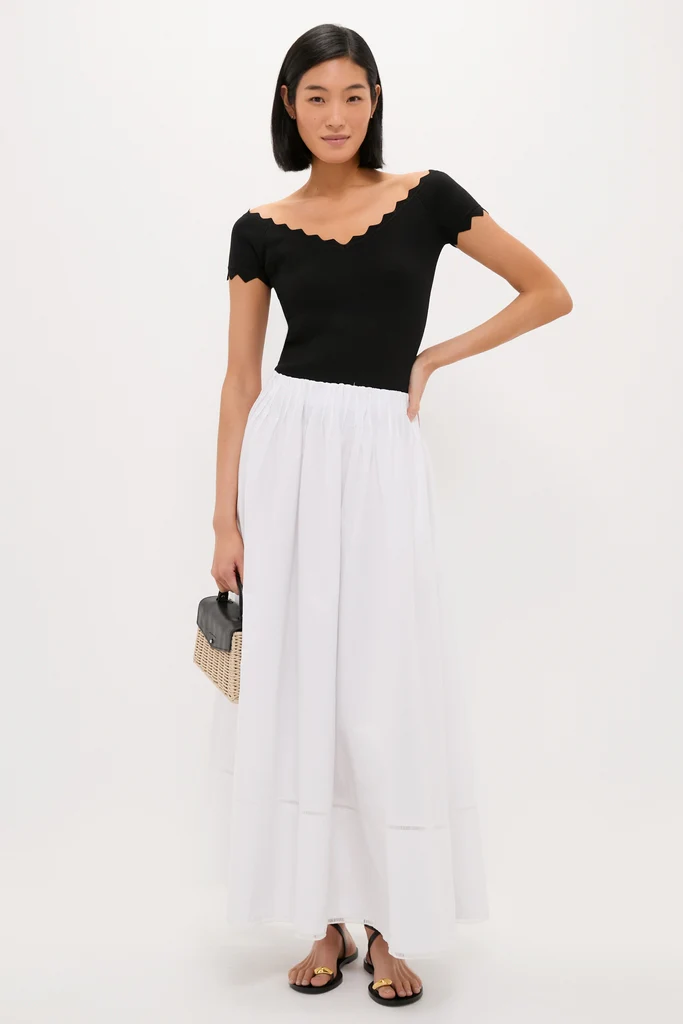 Black Off-the-Shoulder Ric Rac Compression Elliston Shirt - Image 2