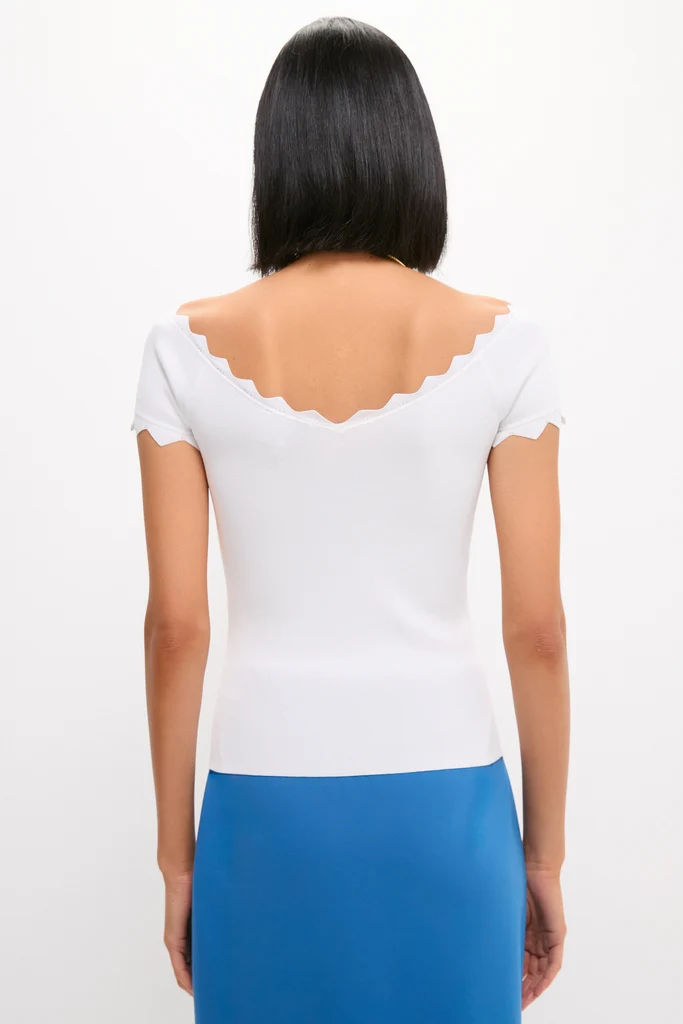 White Off-the-Shoulder Ric Rac Compression Elliston Shirt - Image 4