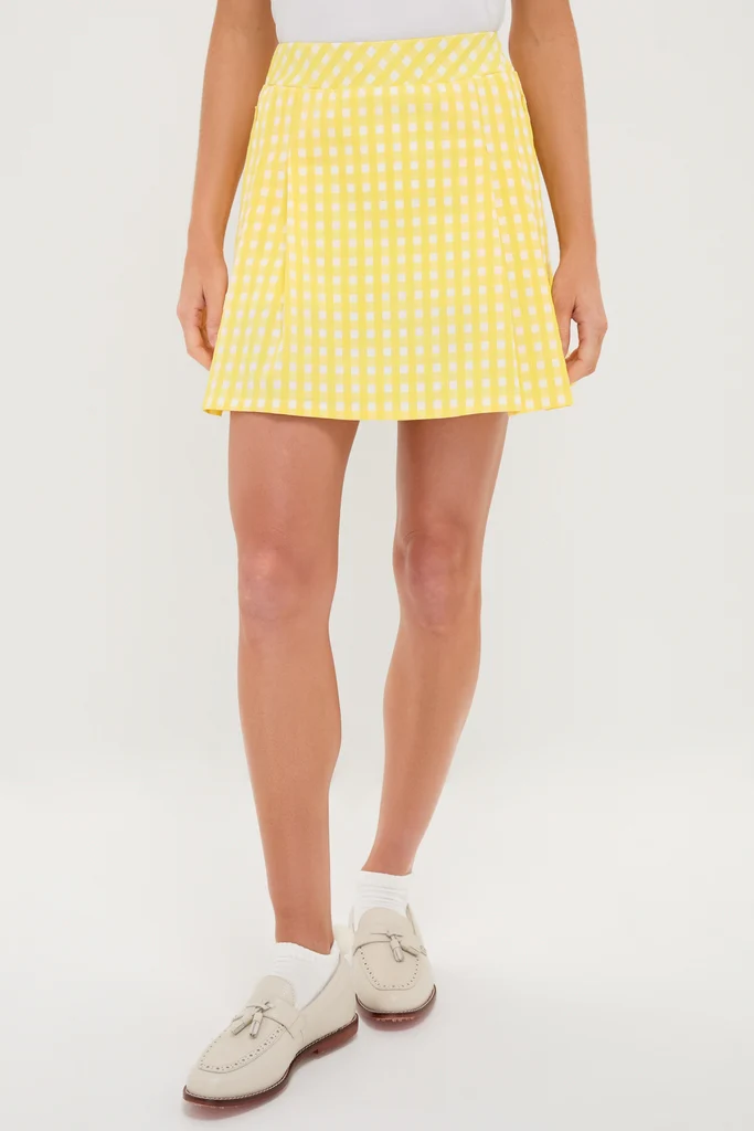 Yellow Gingham 16 Inch Performance Jersey Park Golf Skirt